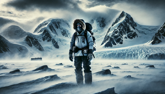 a lone survivalist enduring the harsh conditions of Antarctica.