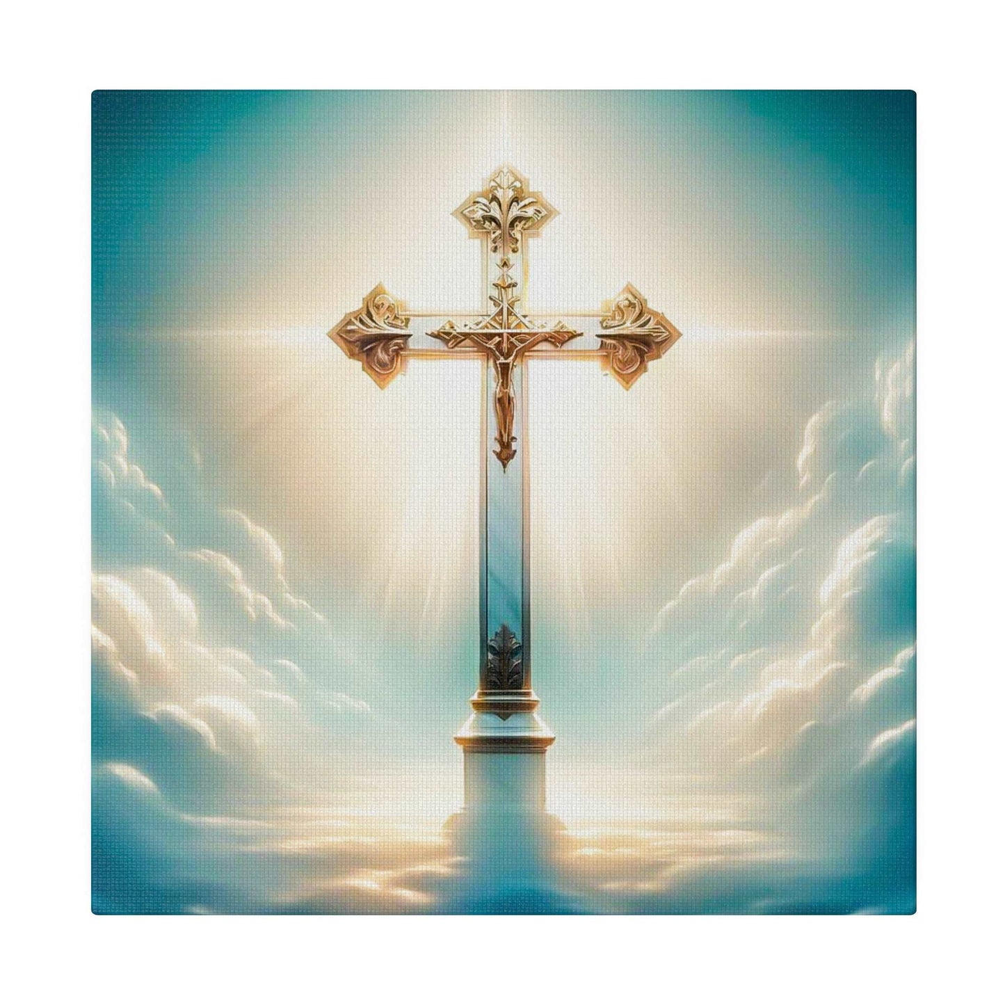 Divine Light: Heavenly Cross Canvas Art