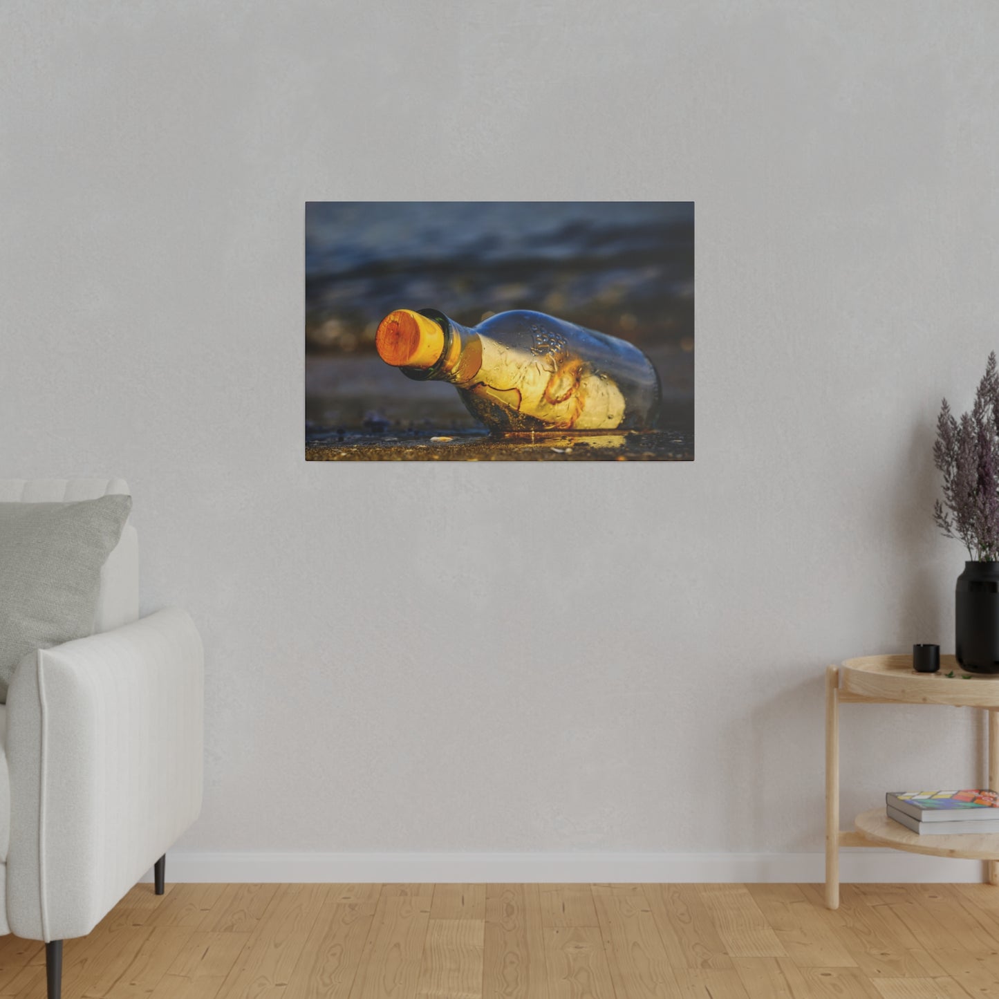 a picture of an empty bottle on a wall