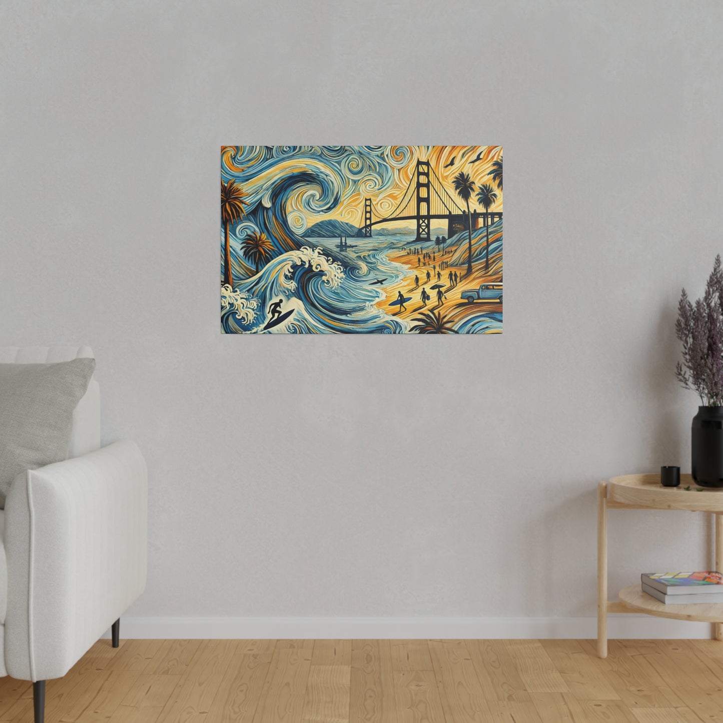 California Dreamscape - Abstract Cityscape Canvas Art in Van Gogh Style