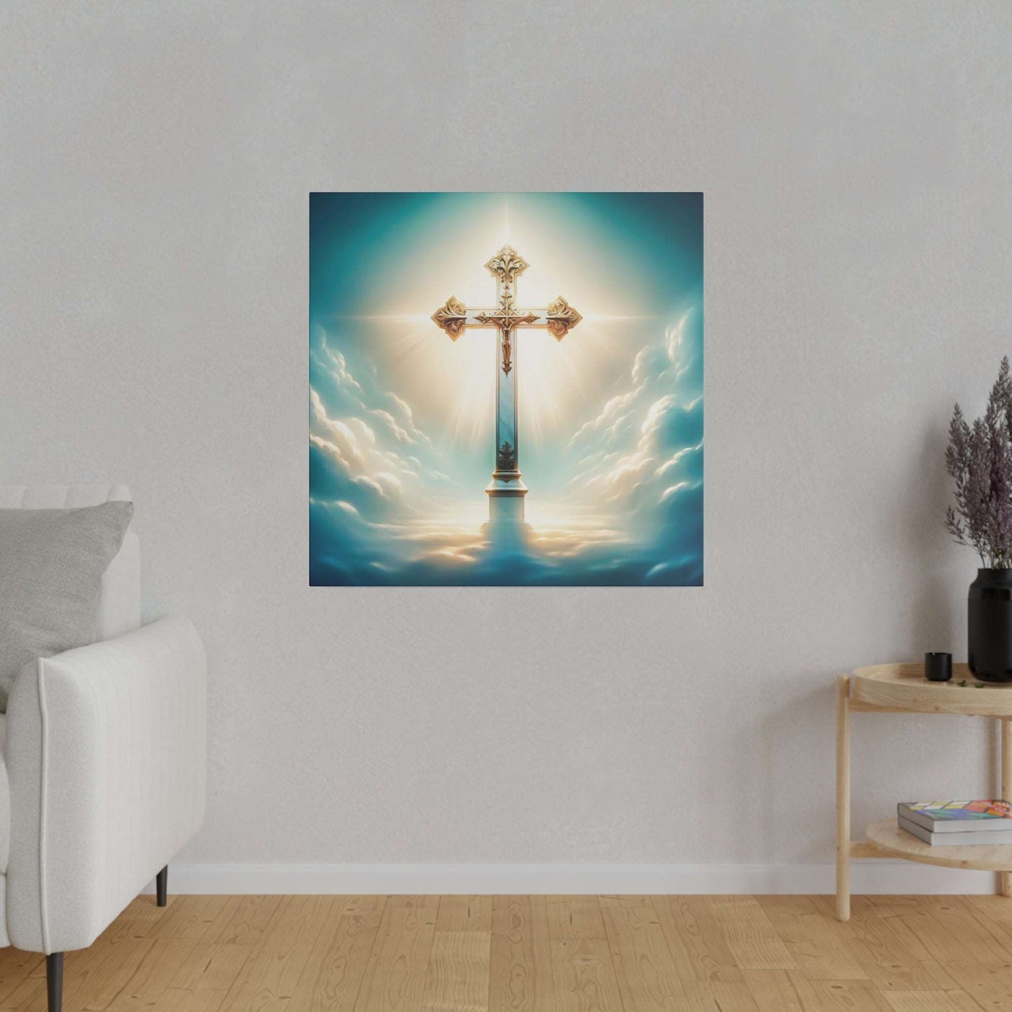 Divine Light: Heavenly Cross Canvas Art