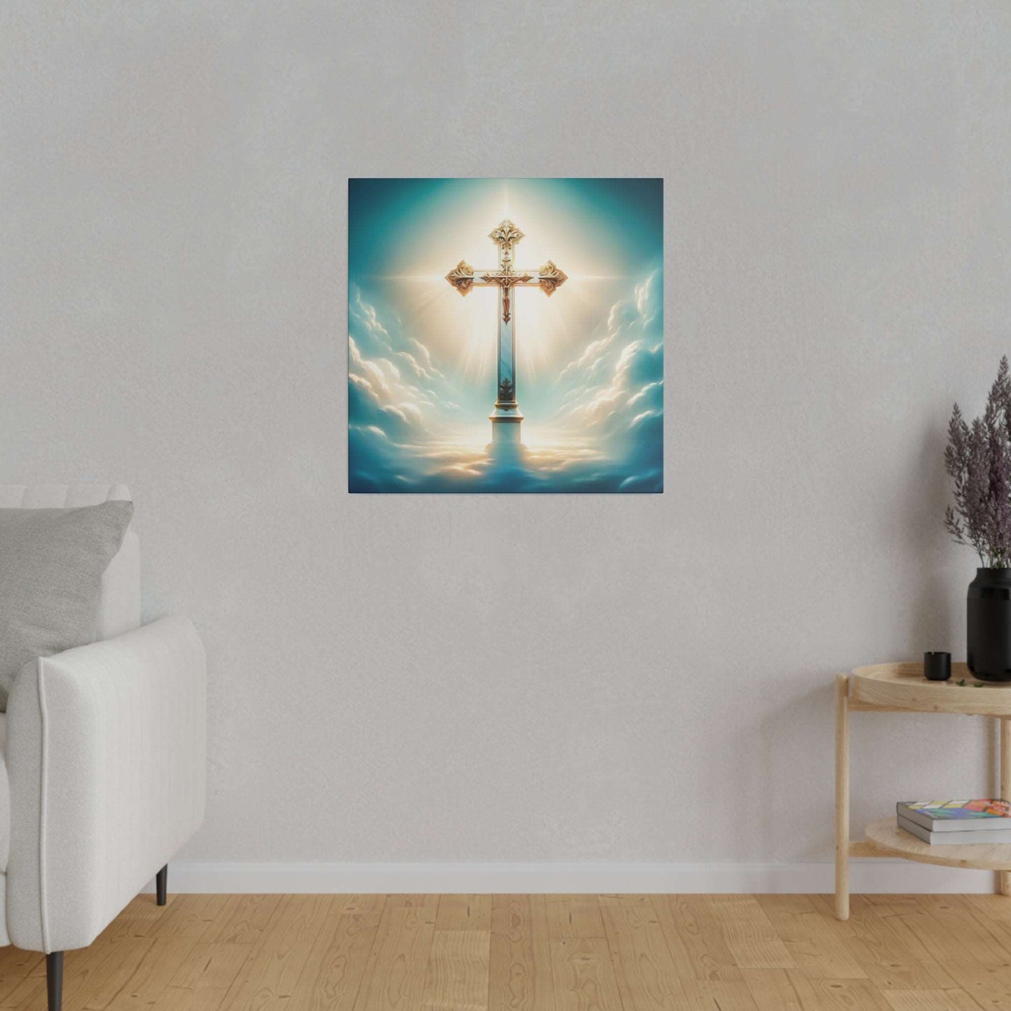 Divine Light: Heavenly Cross Canvas Art