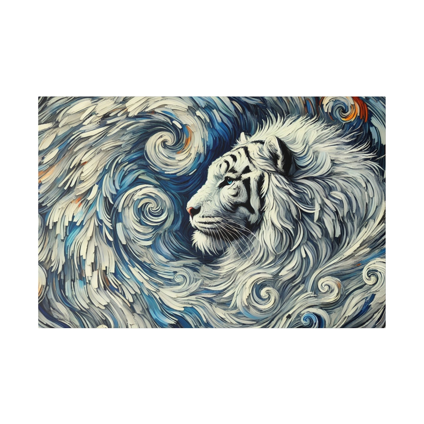 Snow Tiger Dreamscape - Majestic Winter Canvas Art in Van Gogh Style