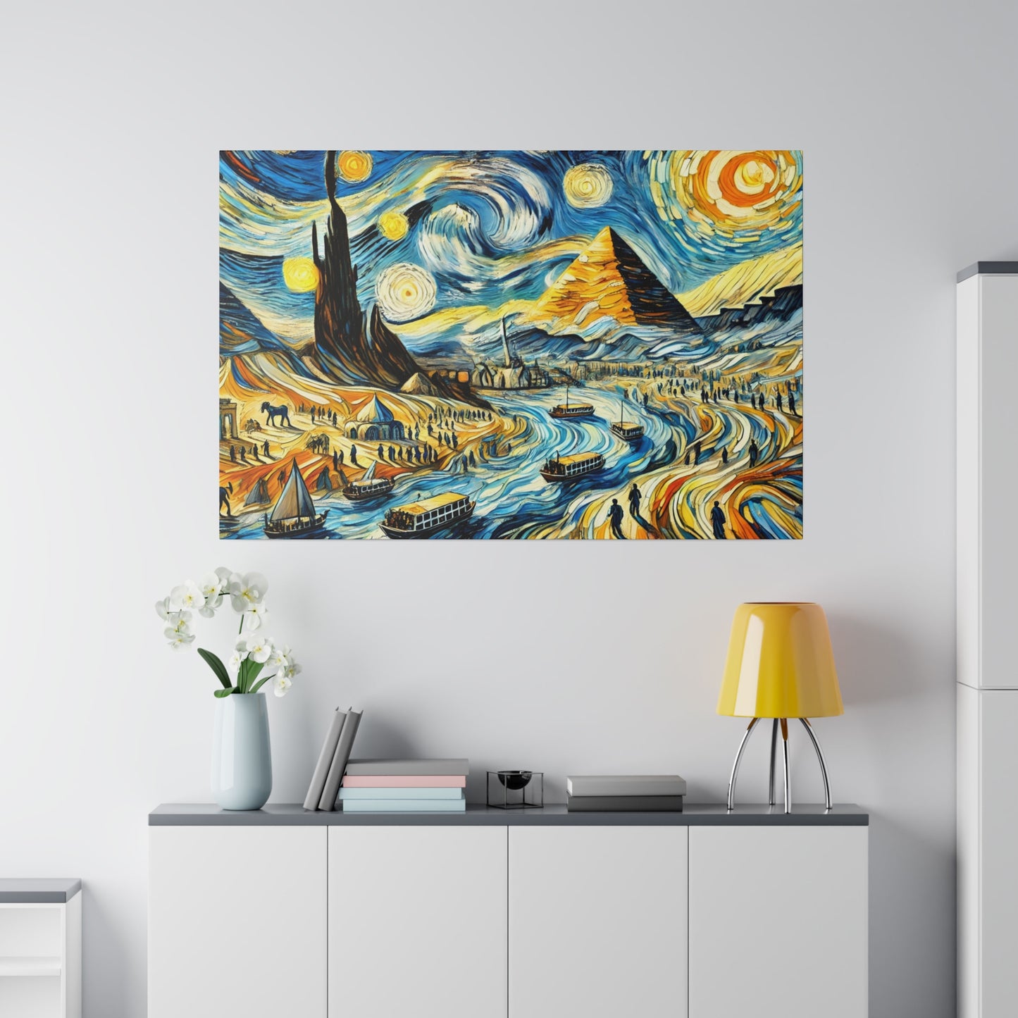 Egypt Dreamscape - Abstract Landscape Canvas Art in Van Gogh Style