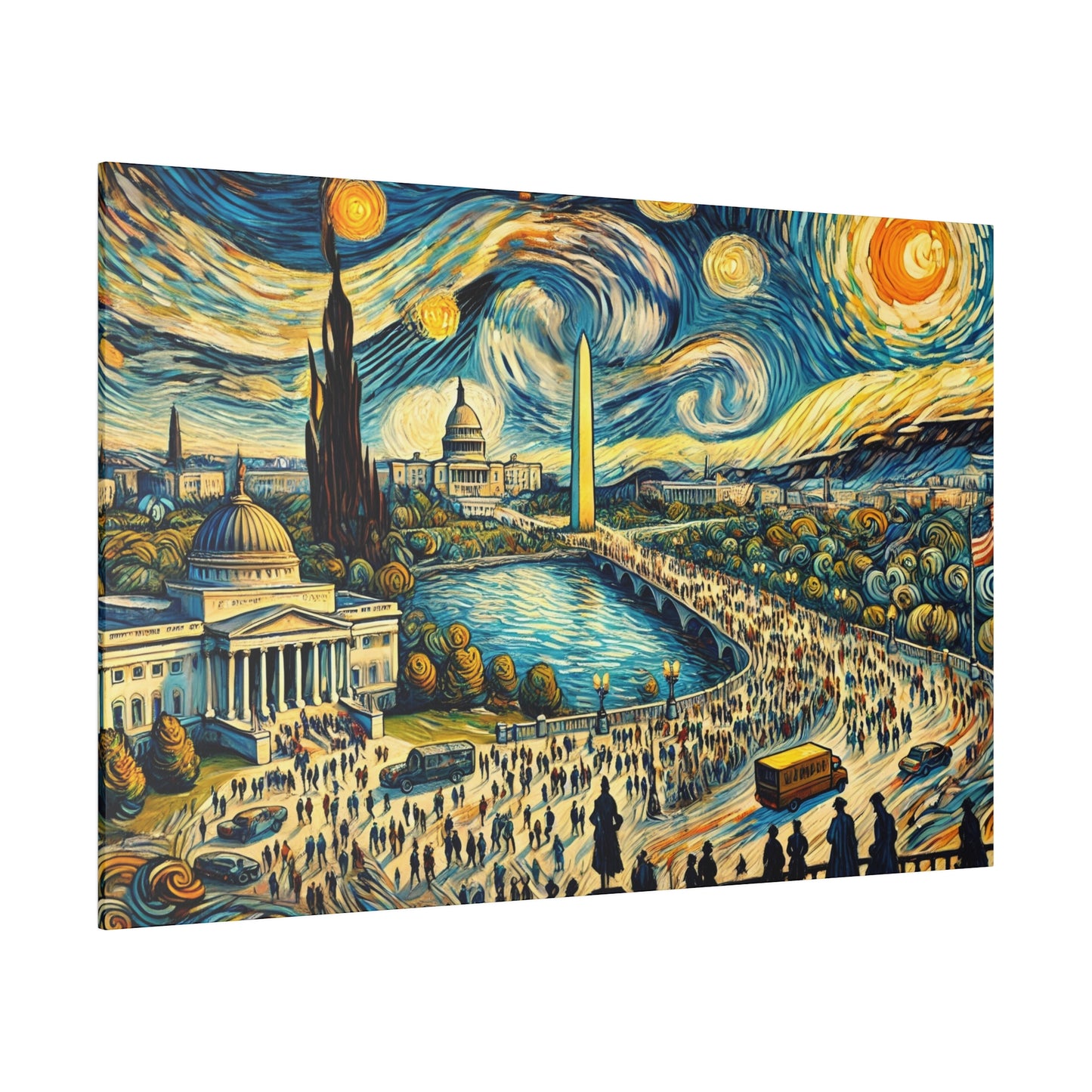 Washington D.C. Dreamscape - Abstract Cityscape Canvas Art in Van Gogh Style