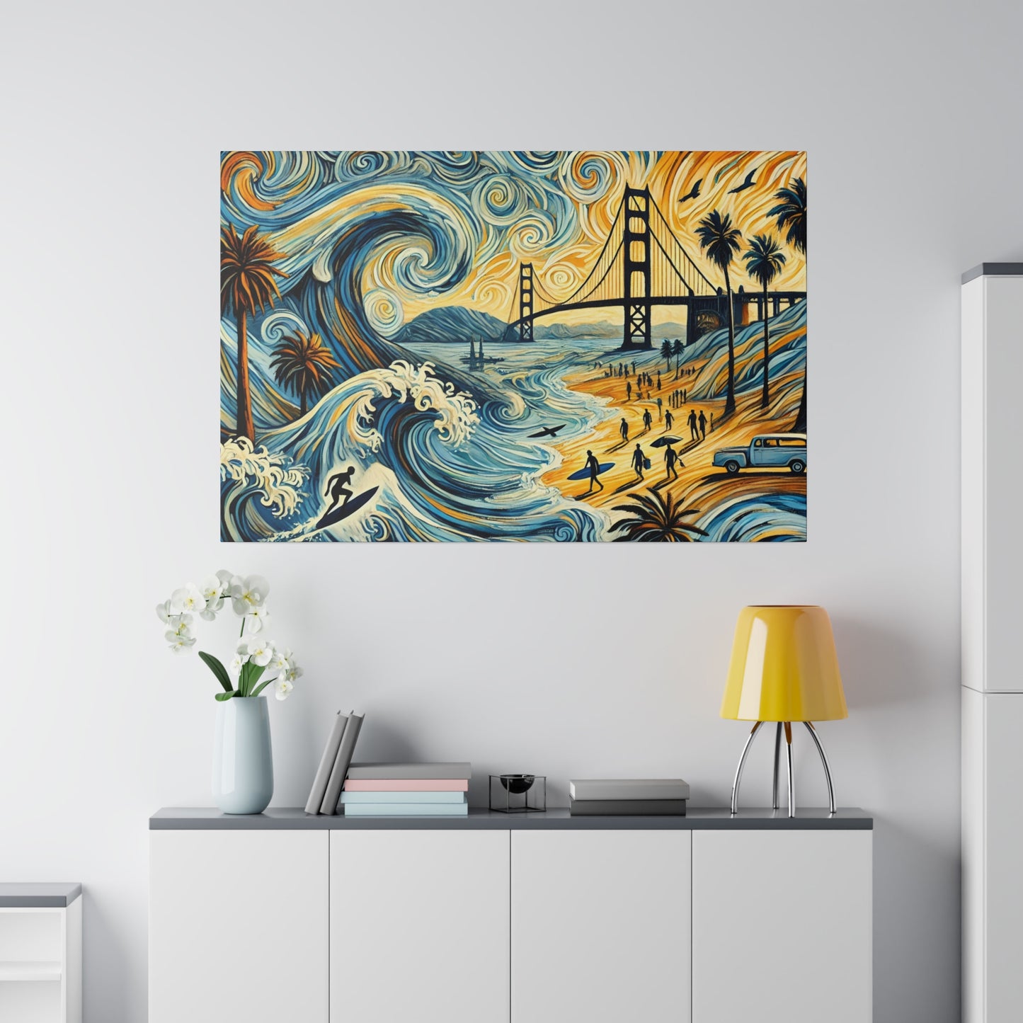 California Dreamscape - Abstract Cityscape Canvas Art in Van Gogh Style