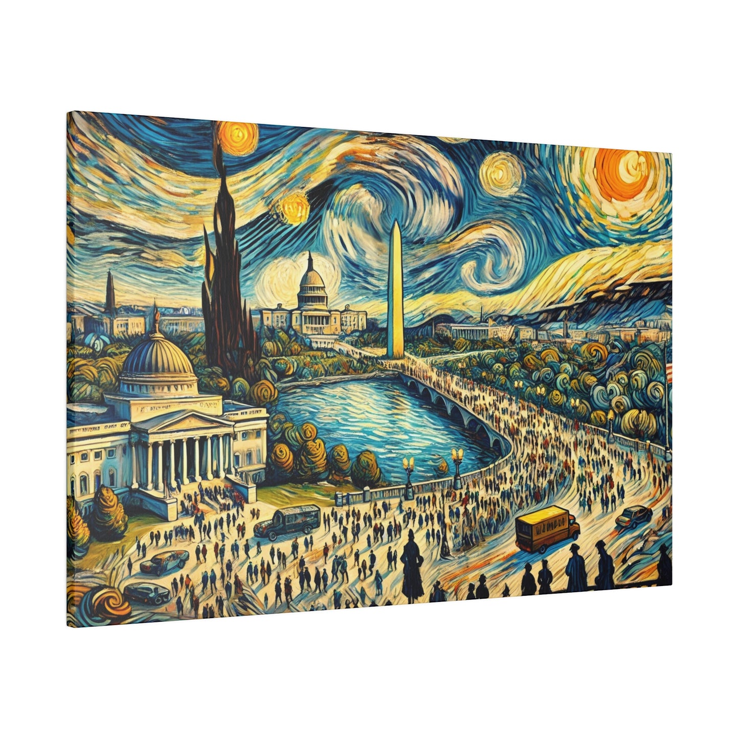 Washington D.C. Dreamscape - Abstract Cityscape Canvas Art in Van Gogh Style