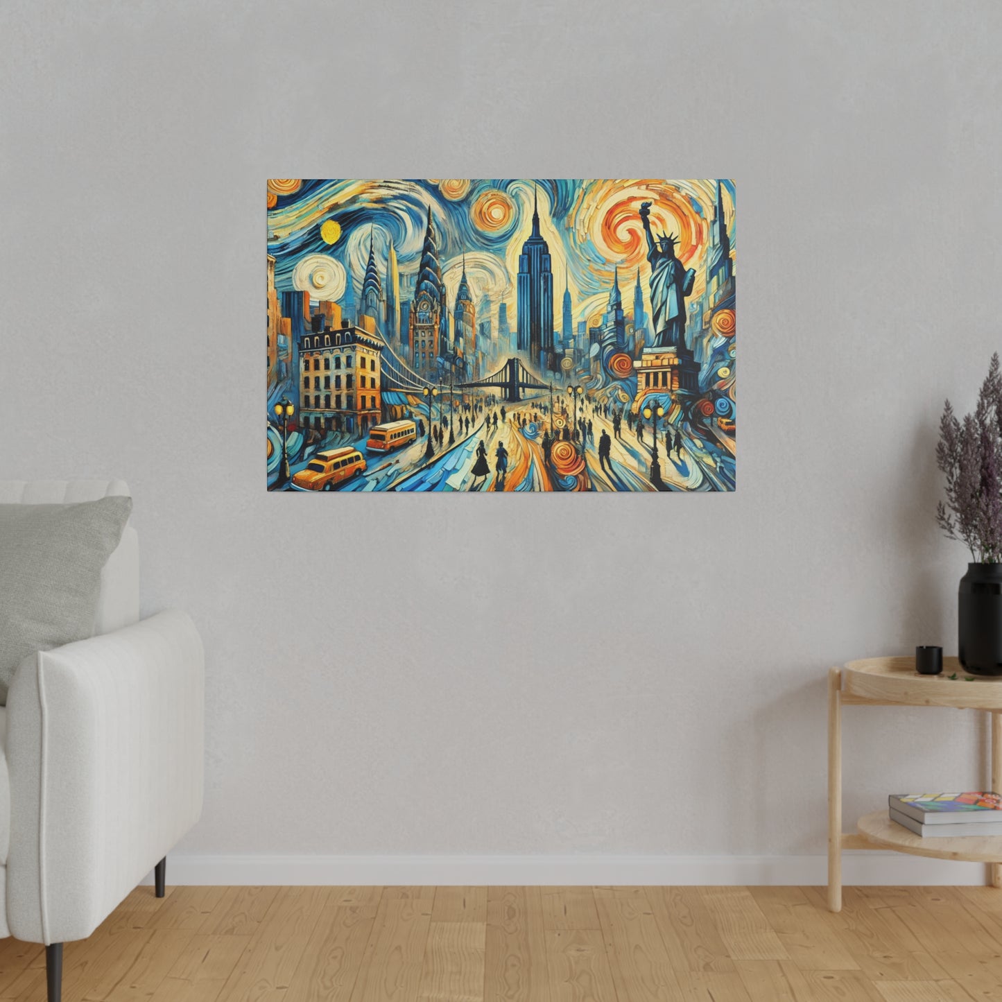 New York Dreamscape - Abstract Cityscape Canvas Art in Van Gogh Style