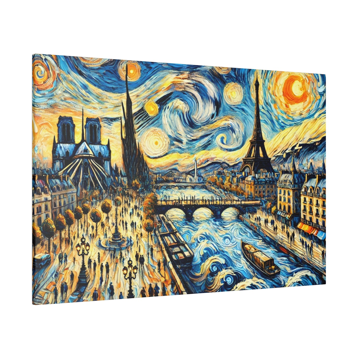 Paris Dreamscape - Abstract Cityscape Canvas Art in Van Gogh Style