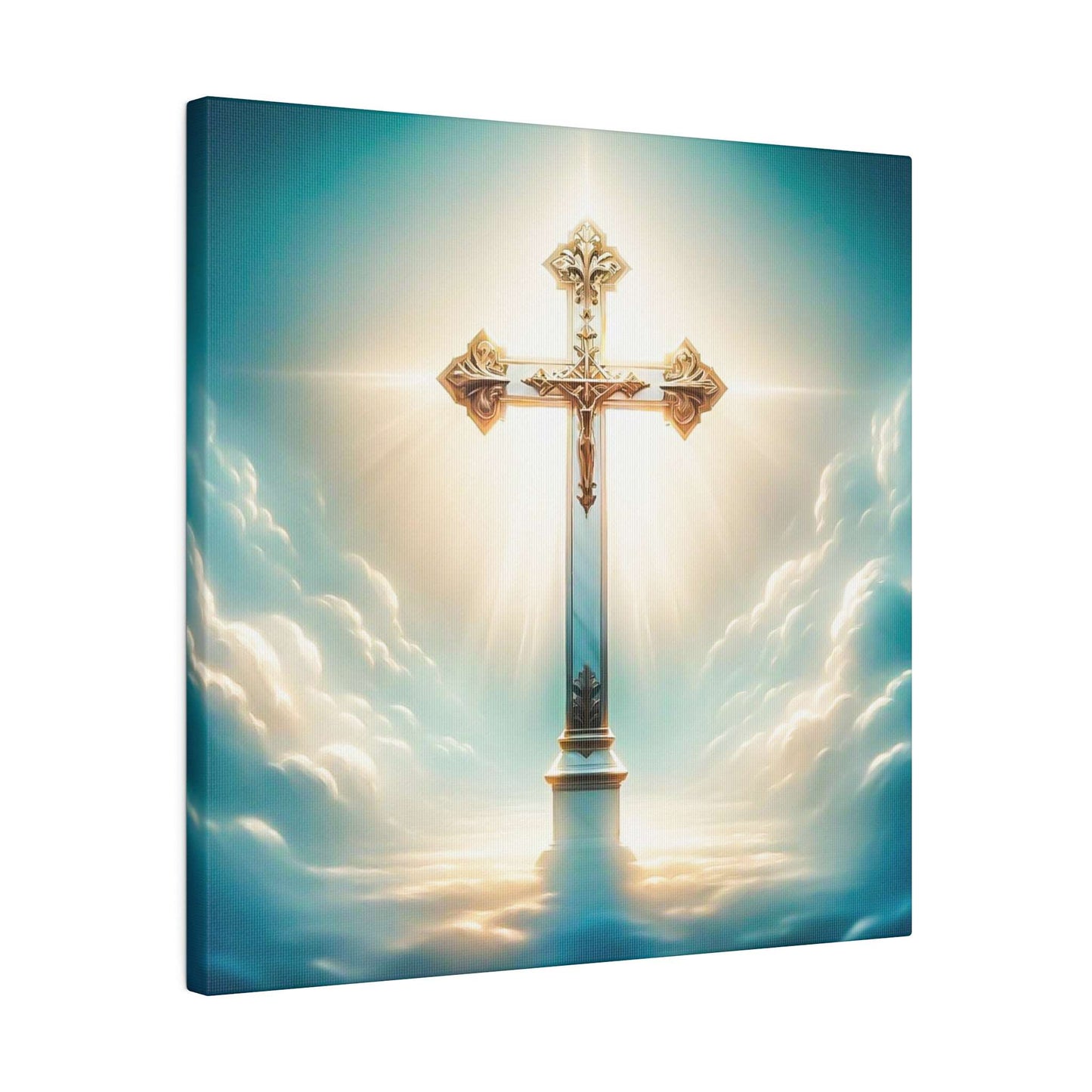 Divine Light: Heavenly Cross Canvas Art