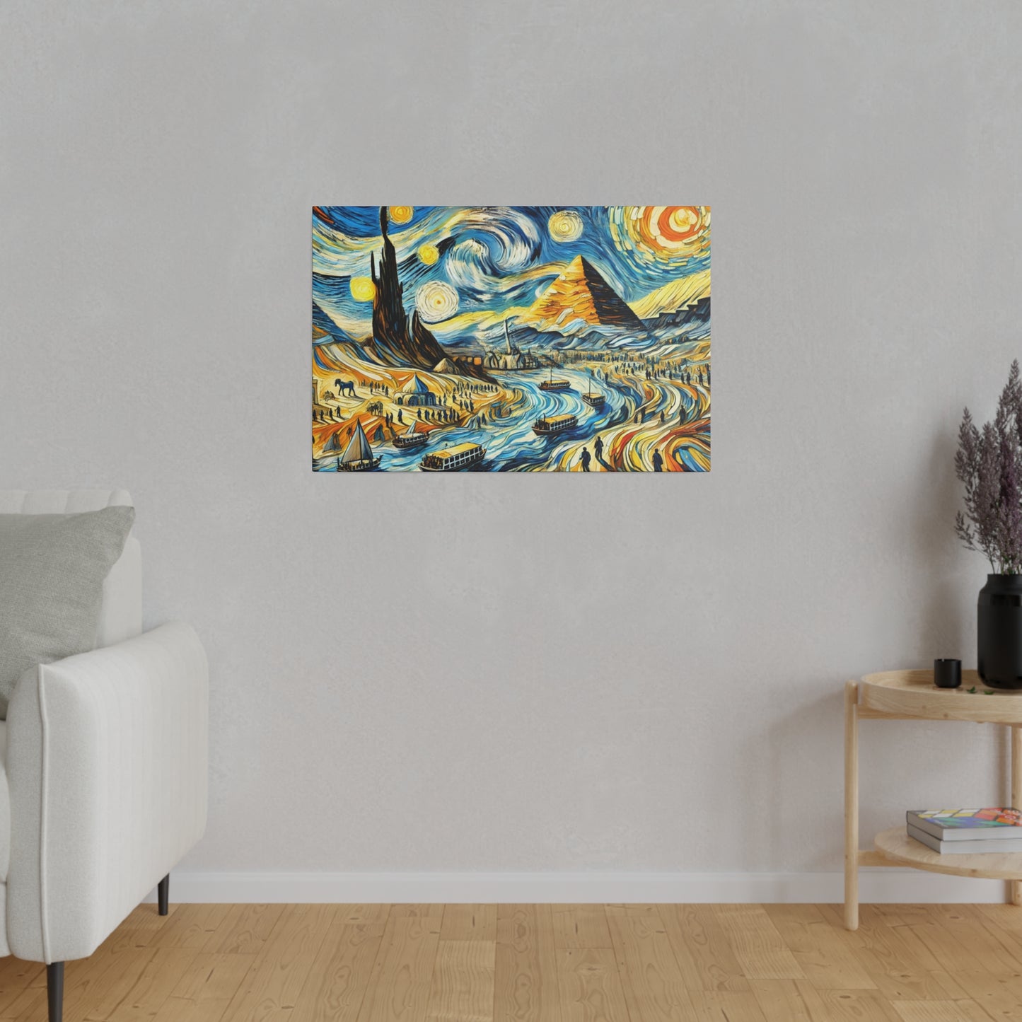 Egypt Dreamscape - Abstract Landscape Canvas Art in Van Gogh Style