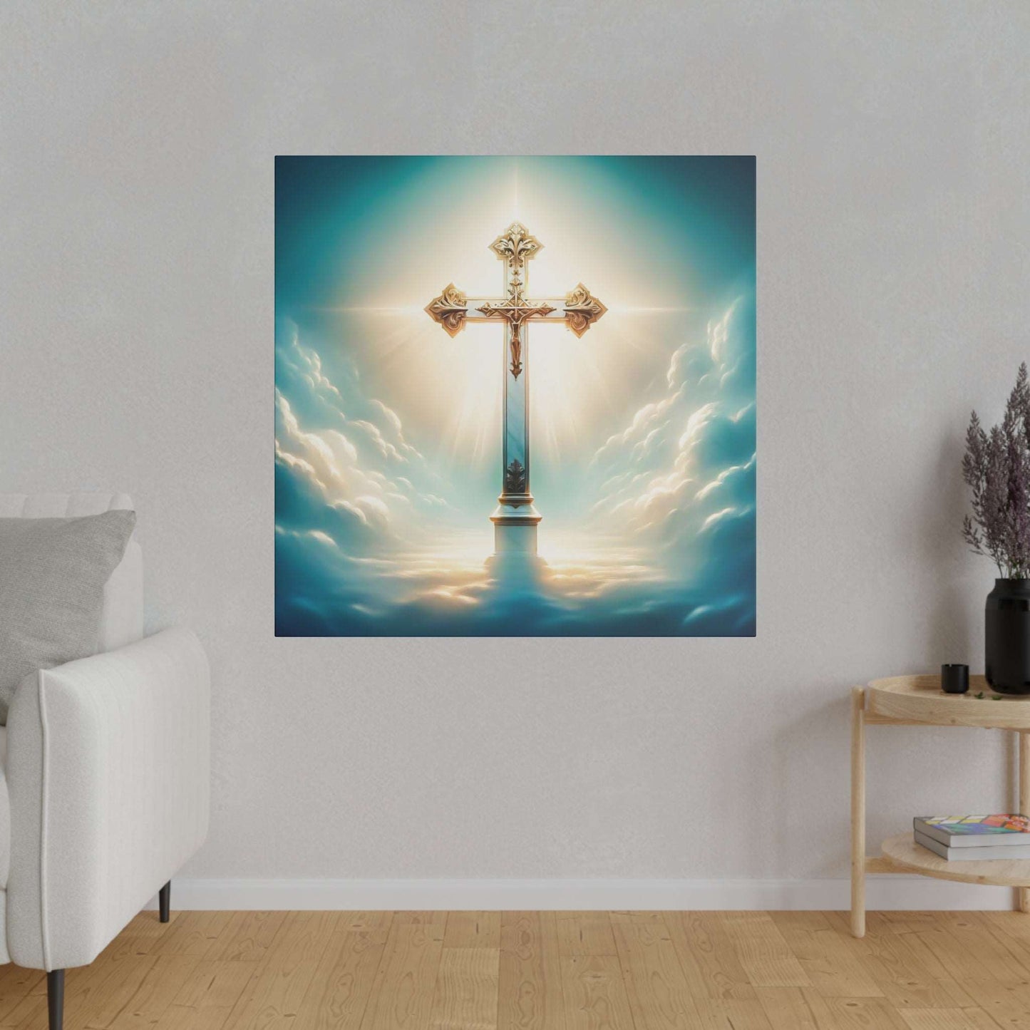 Divine Light: Heavenly Cross Canvas Art