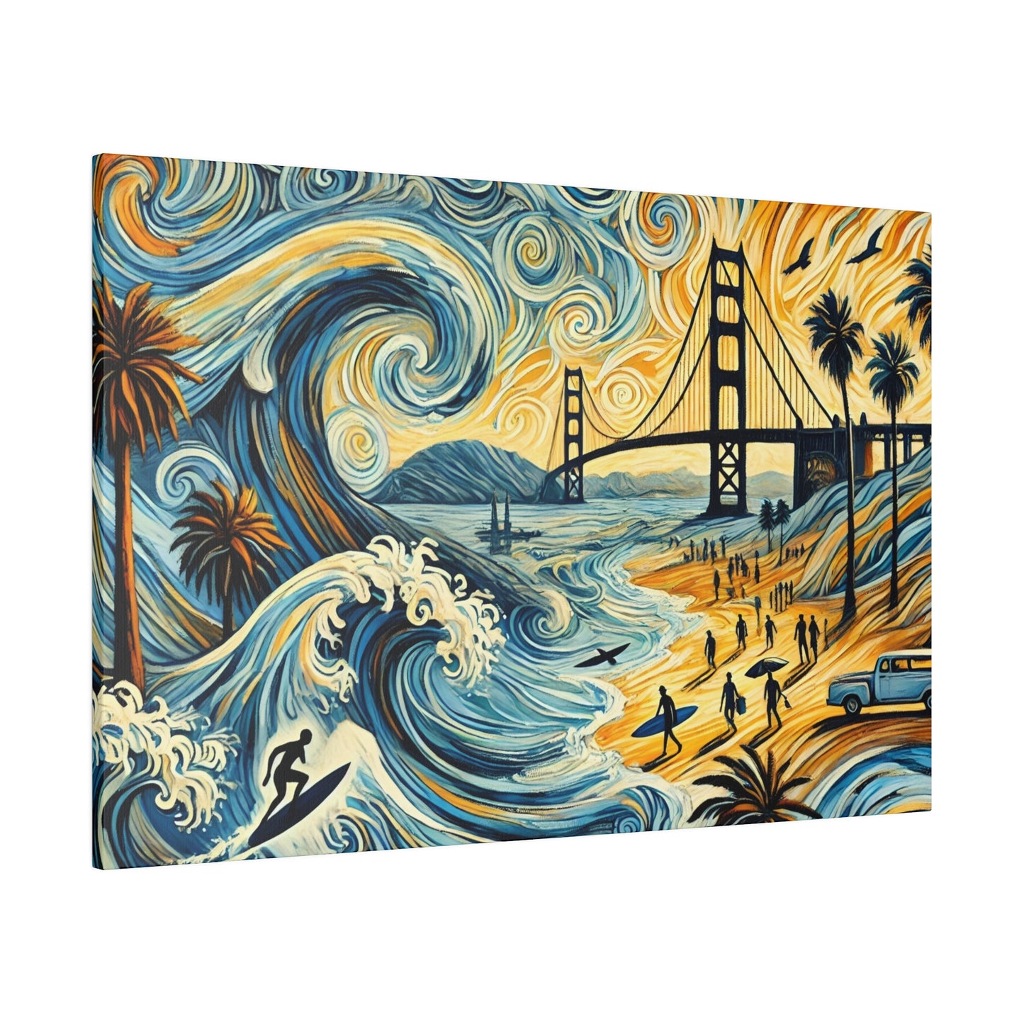 California Dreamscape - Abstract Cityscape Canvas Art in Van Gogh Style