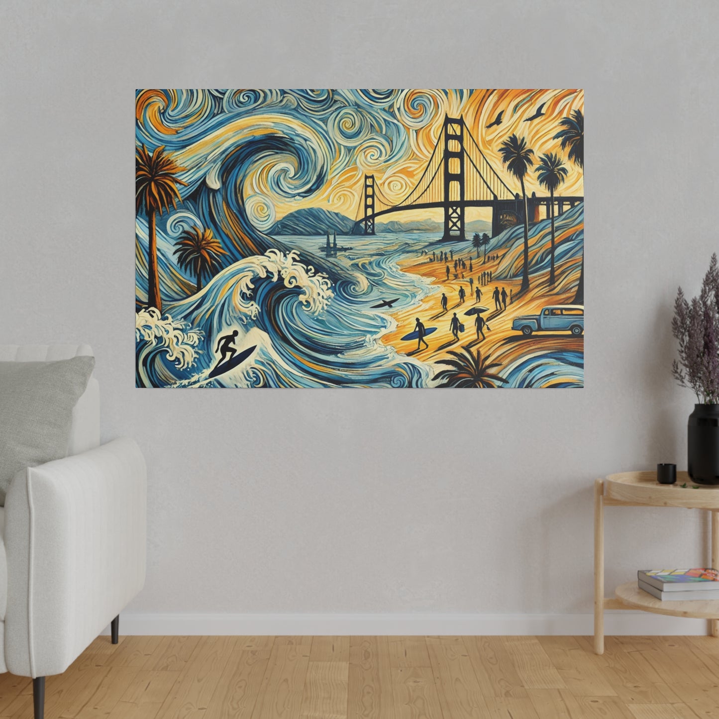 California Dreamscape - Abstract Cityscape Canvas Art in Van Gogh Style