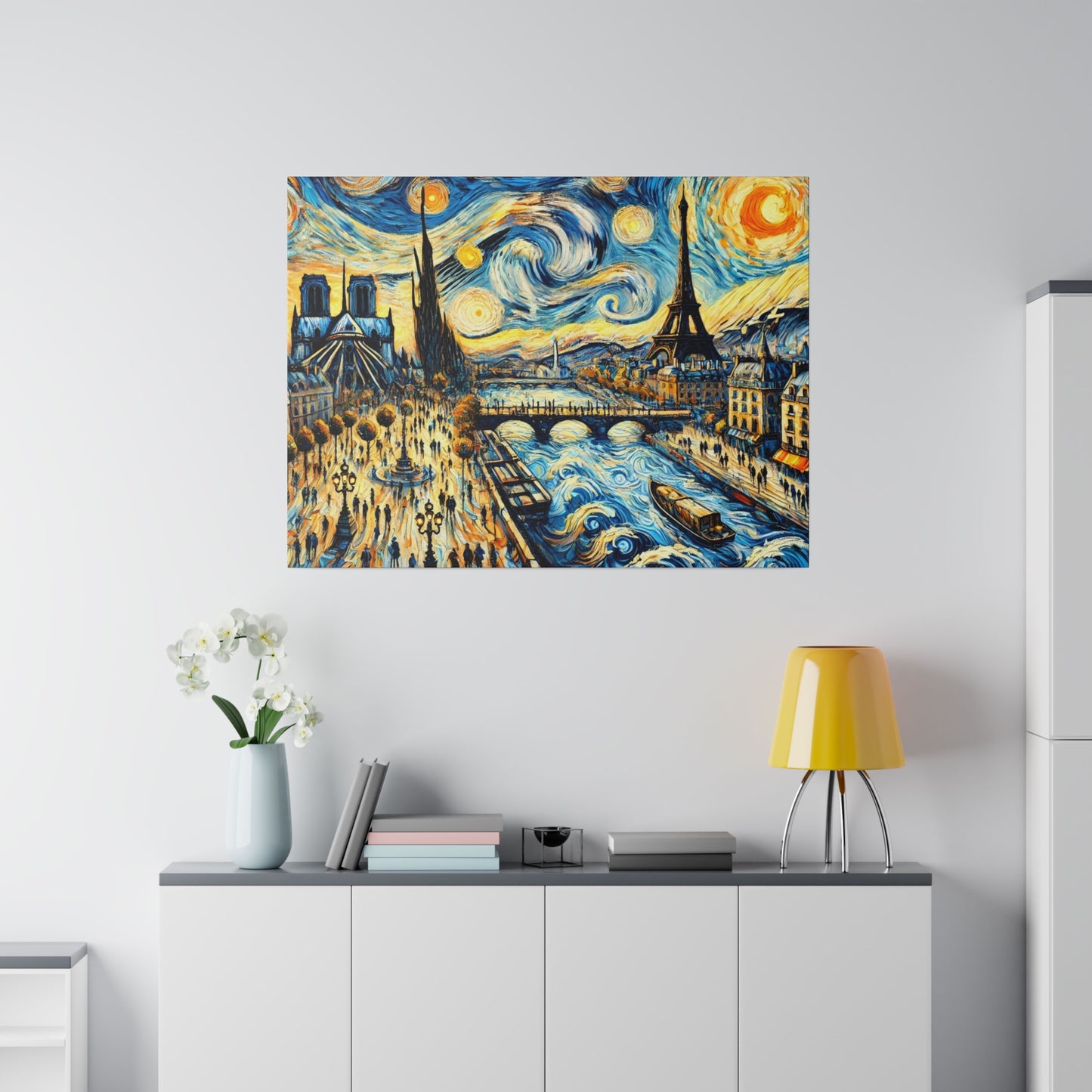 Paris Dreamscape - Abstract Cityscape Canvas Art in Van Gogh Style