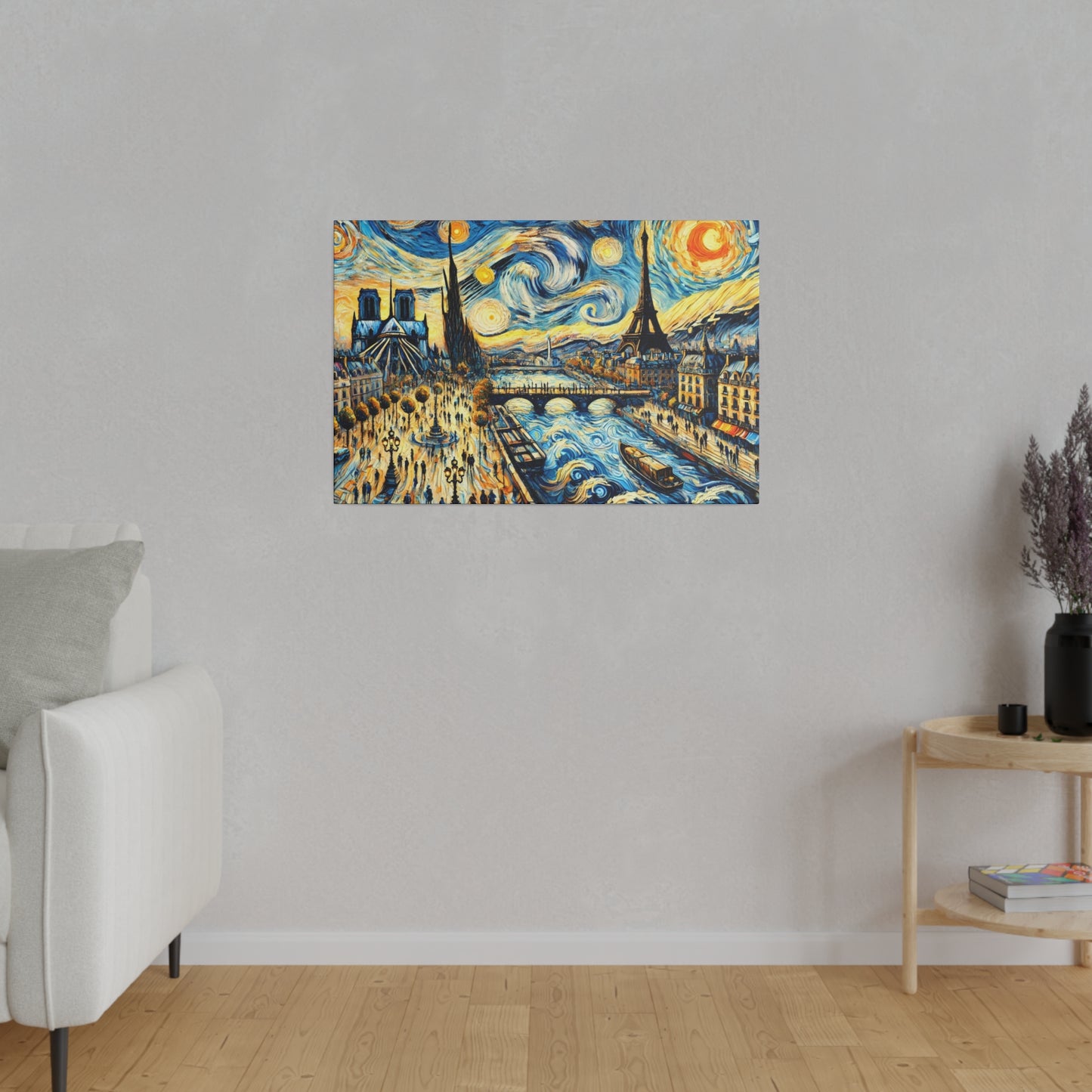 Paris Dreamscape - Abstract Cityscape Canvas Art in Van Gogh Style