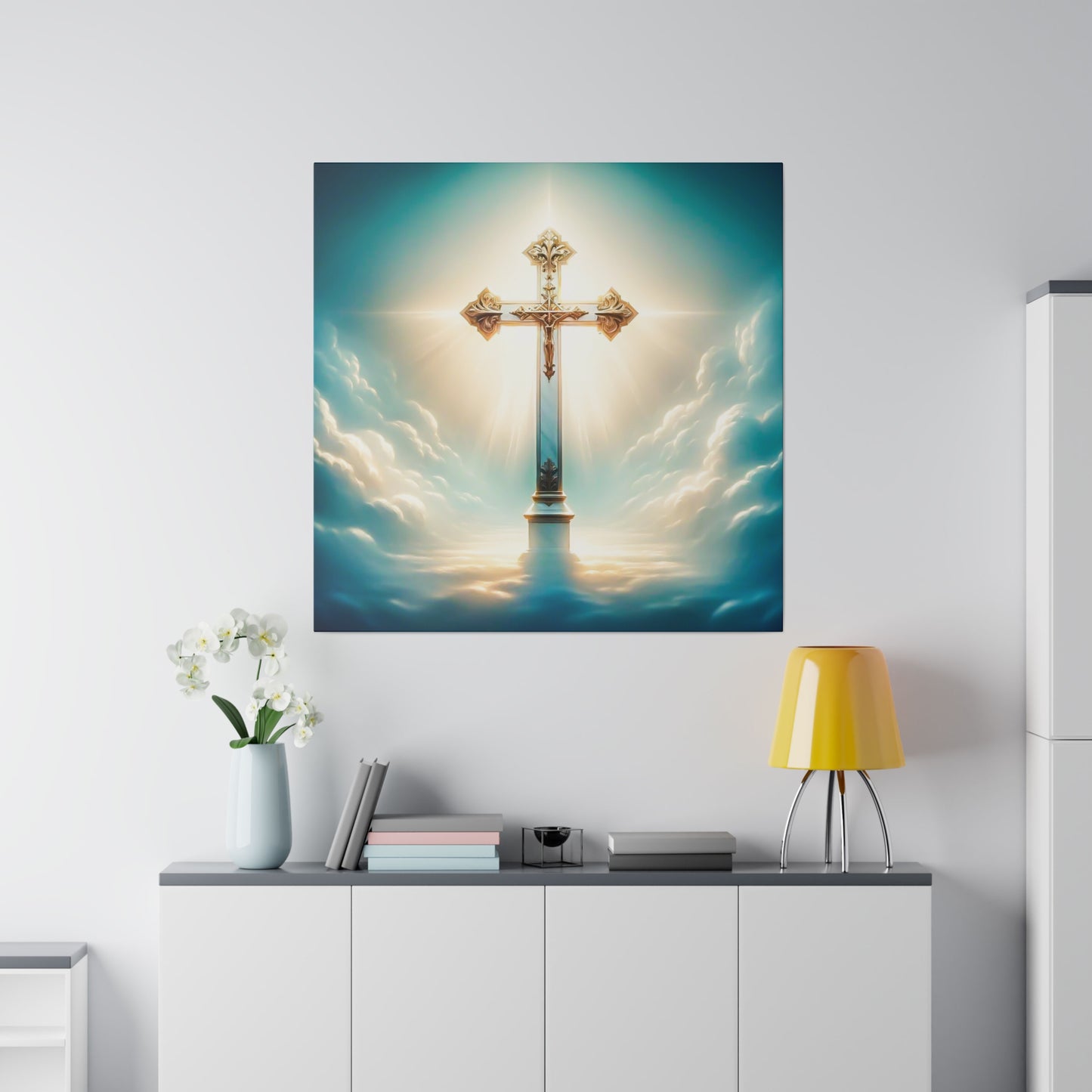 Divine Light: Heavenly Cross Canvas Art
