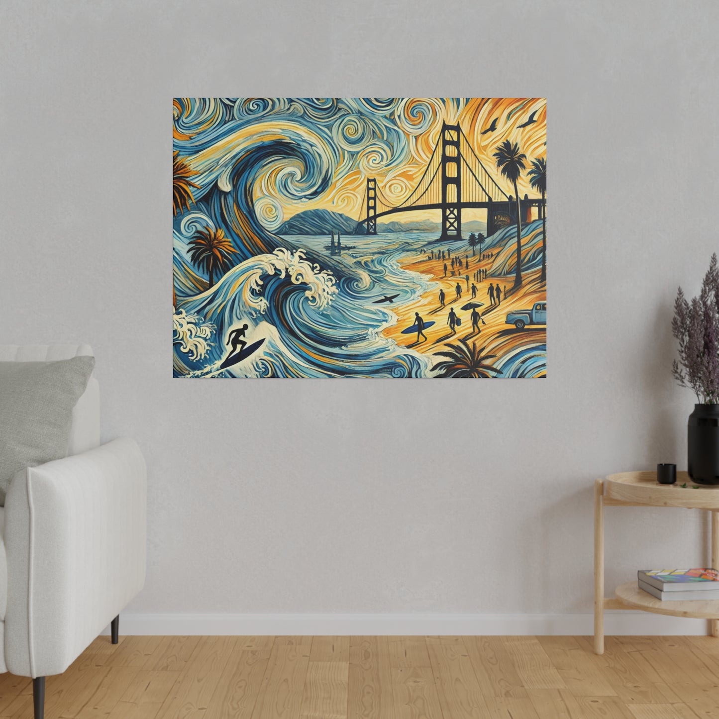 California Dreamscape - Abstract Cityscape Canvas Art in Van Gogh Style