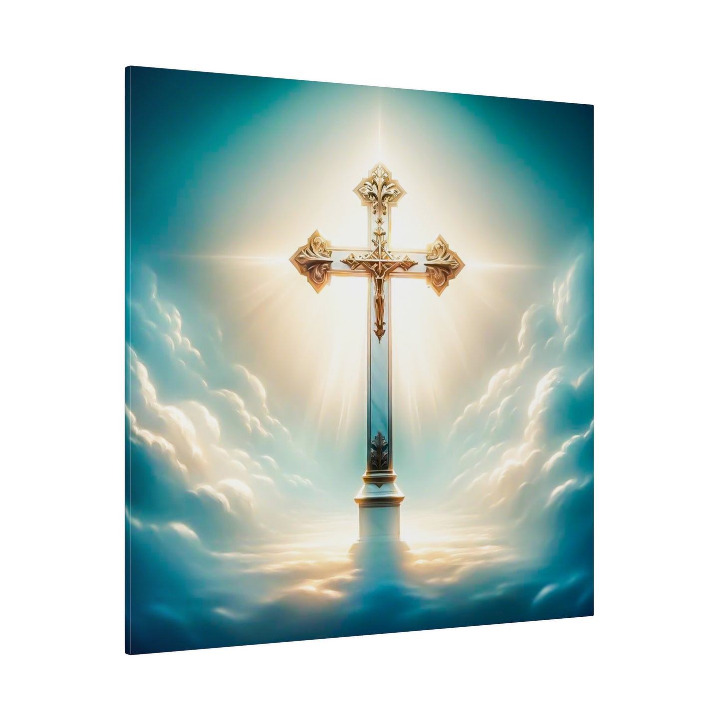 Divine Light: Heavenly Cross Canvas Art