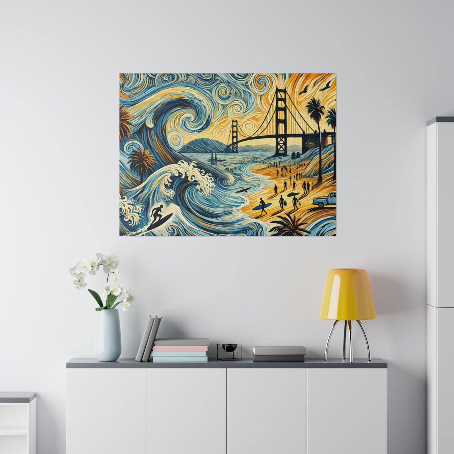 California Dreamscape - Abstract Cityscape Canvas Art in Van Gogh Style