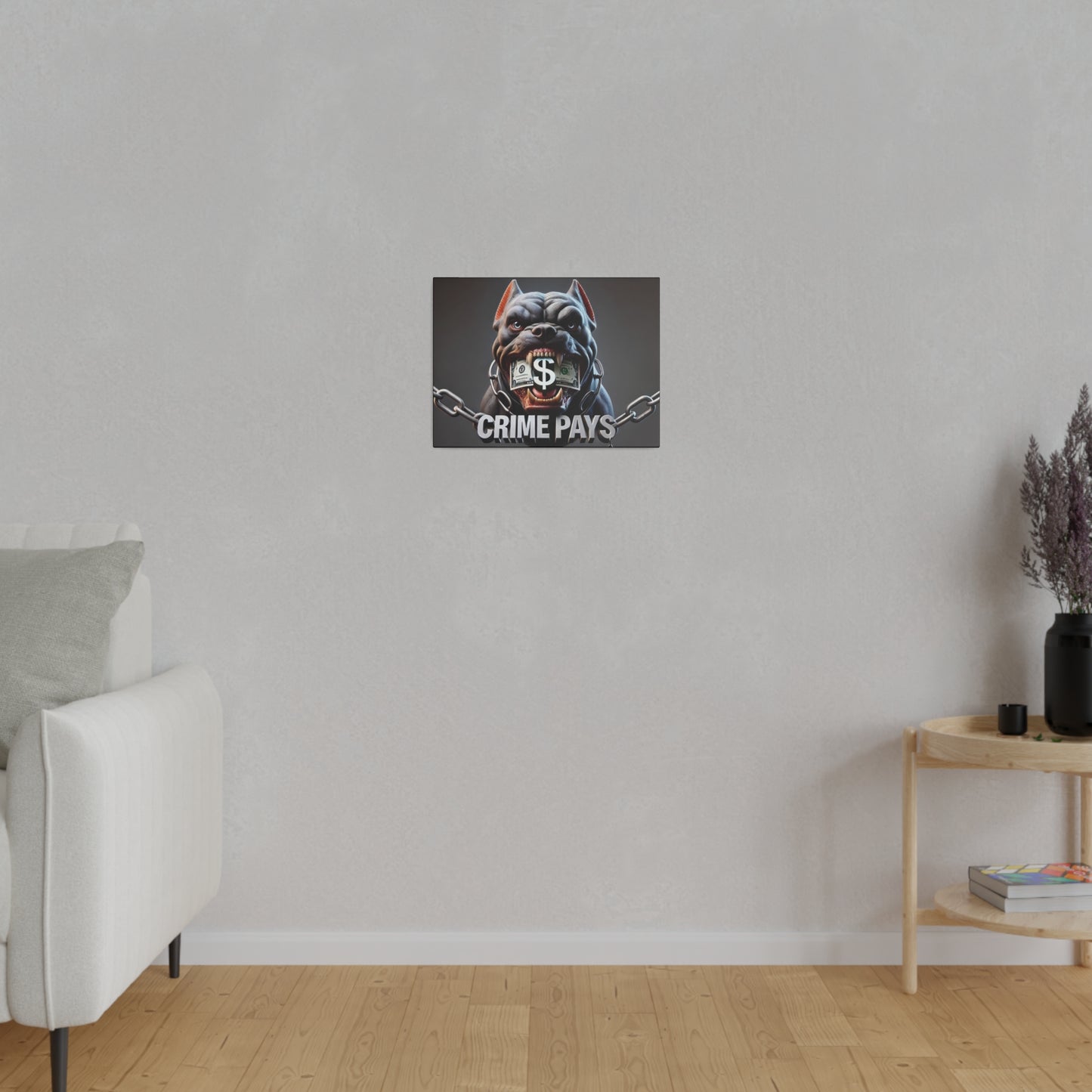 Crime Pays Pitbull Canvas: Fierce and Edgy 4K Artwork