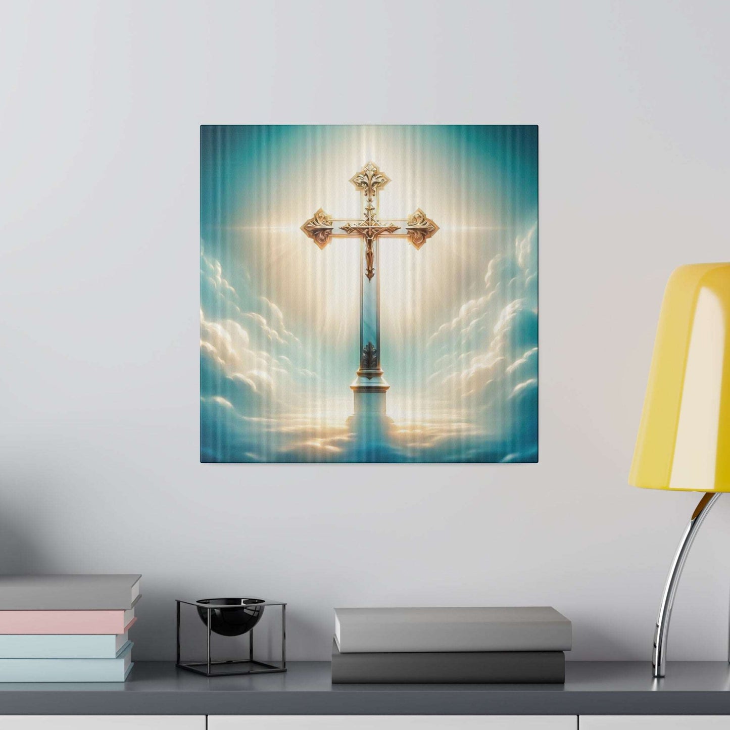 Divine Light: Heavenly Cross Canvas Art