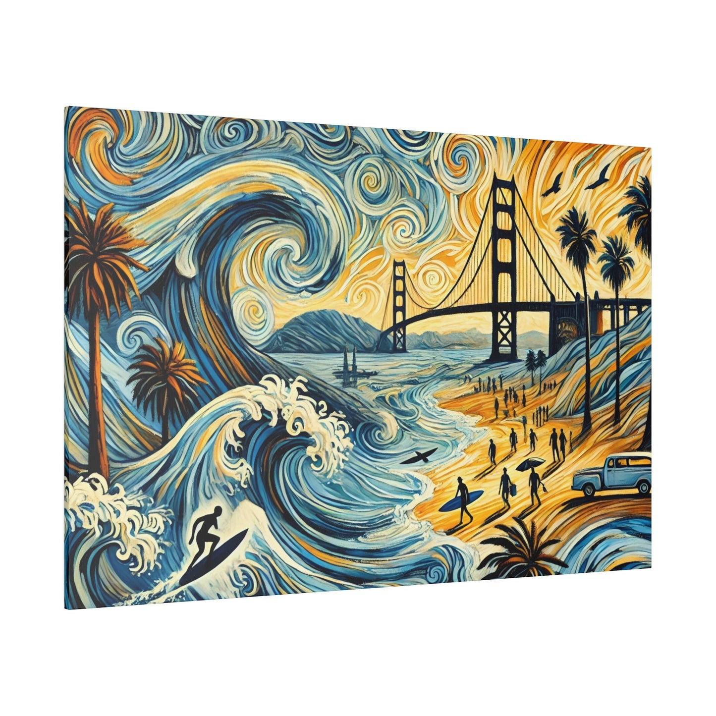 California Dreamscape - Abstract Cityscape Canvas Art in Van Gogh Style