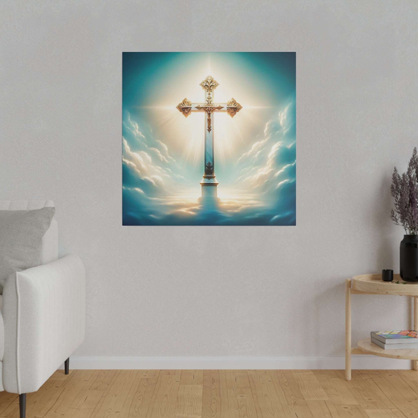 Divine Light: Heavenly Cross Canvas Art