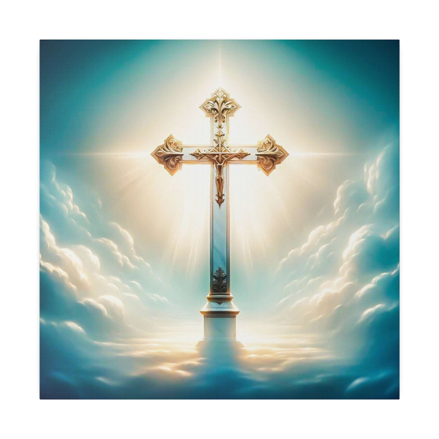 Divine Light: Heavenly Cross Canvas Art