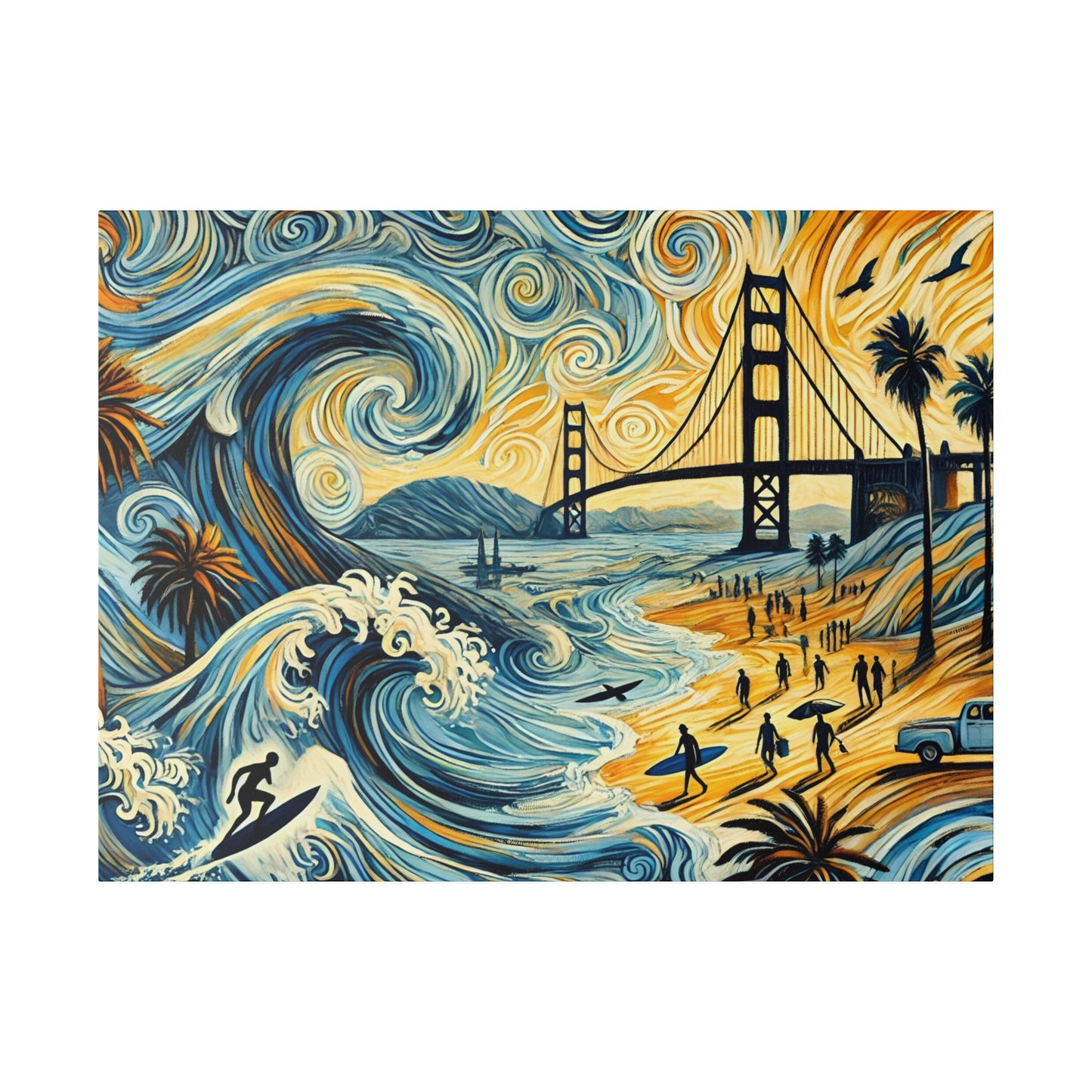 California Dreamscape - Abstract Cityscape Canvas Art in Van Gogh Style