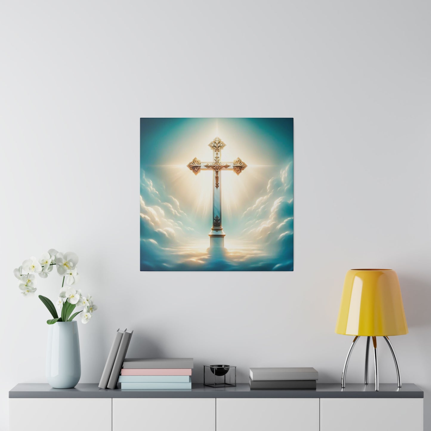 Divine Light: Heavenly Cross Canvas Art