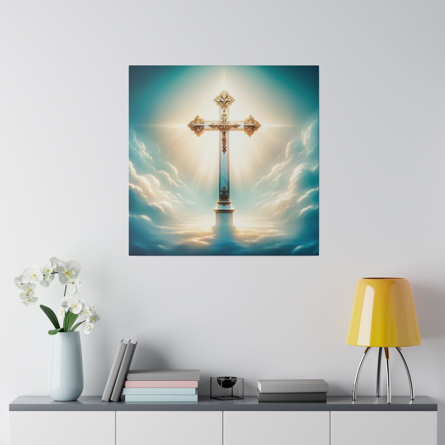 Divine Light: Heavenly Cross Canvas Art