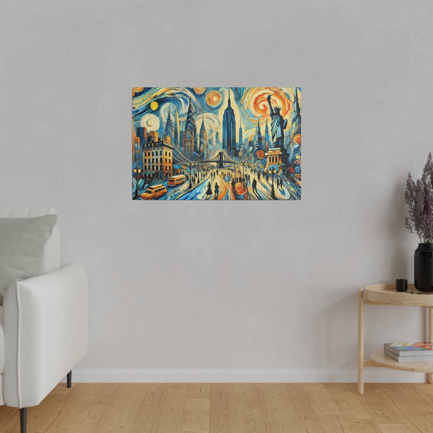 New York Dreamscape - Abstract Cityscape Canvas Art in Van Gogh Style