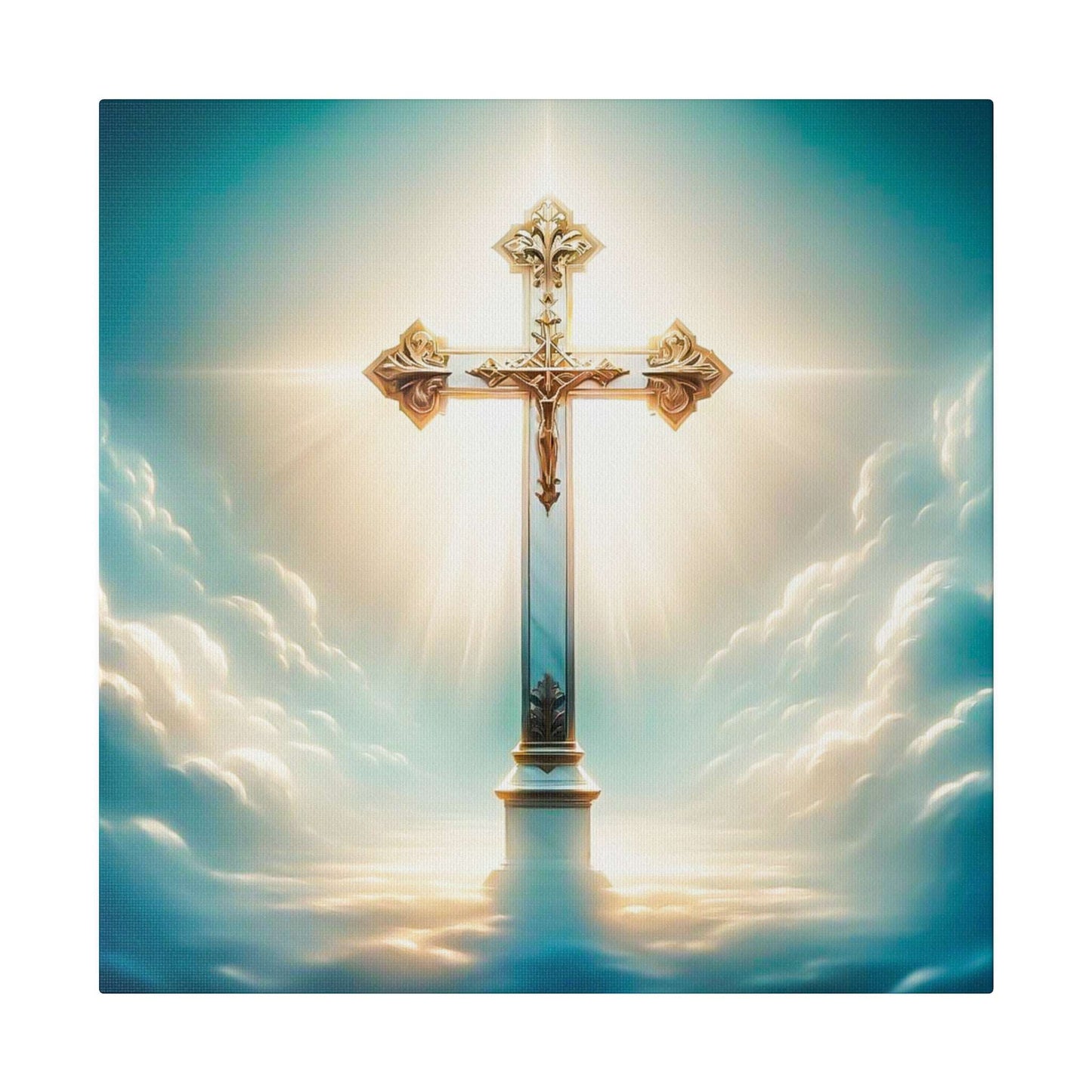 Divine Light: Heavenly Cross Canvas Art