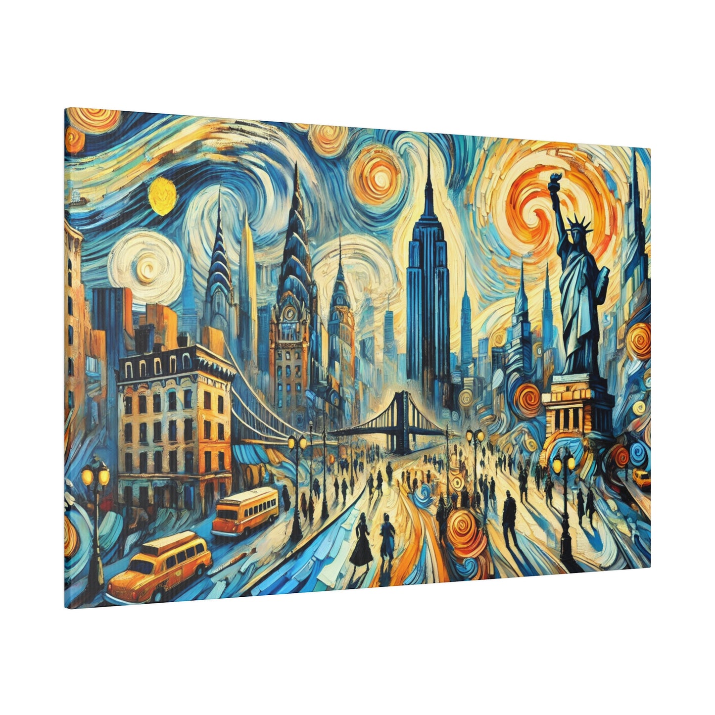 New York Dreamscape - Abstract Cityscape Canvas Art in Van Gogh Style