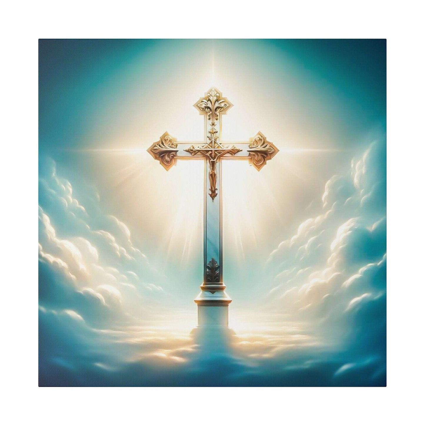 Divine Light: Heavenly Cross Canvas Art