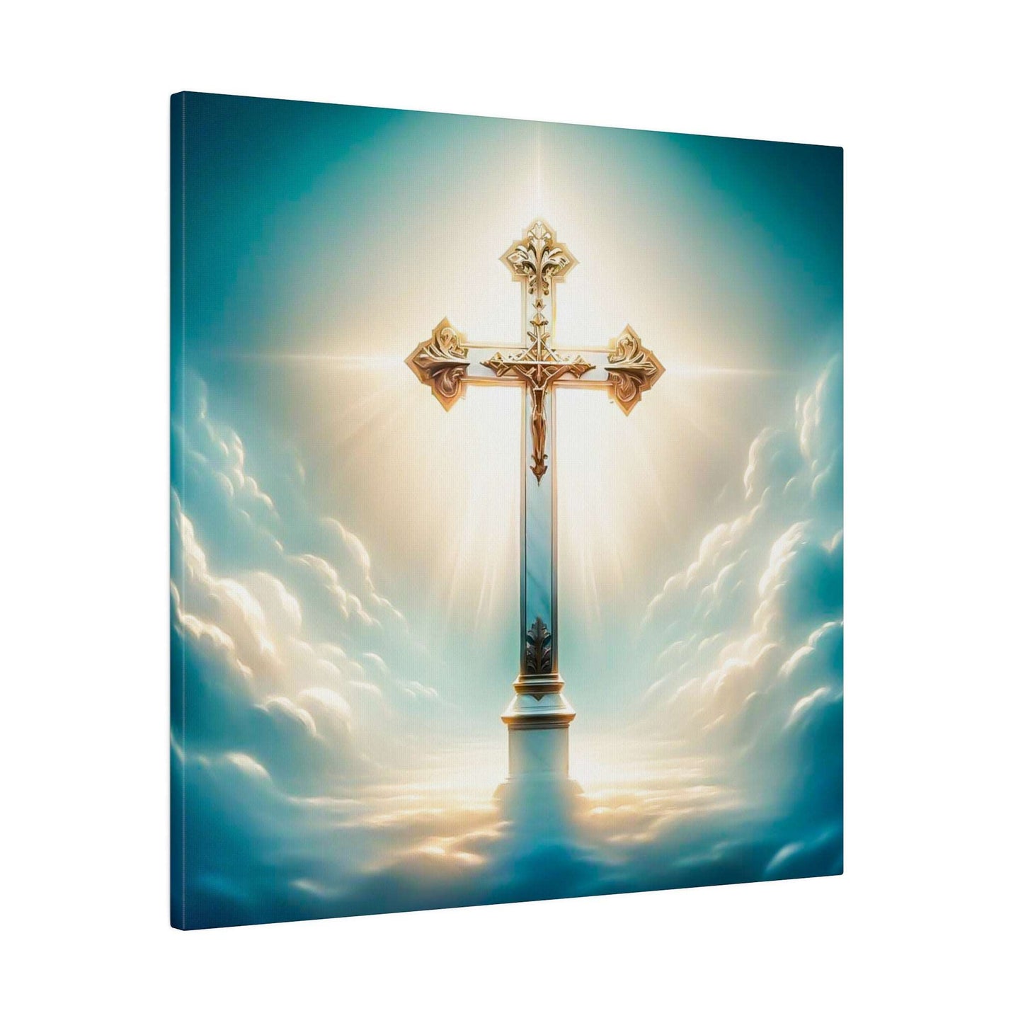 Divine Light: Heavenly Cross Canvas Art