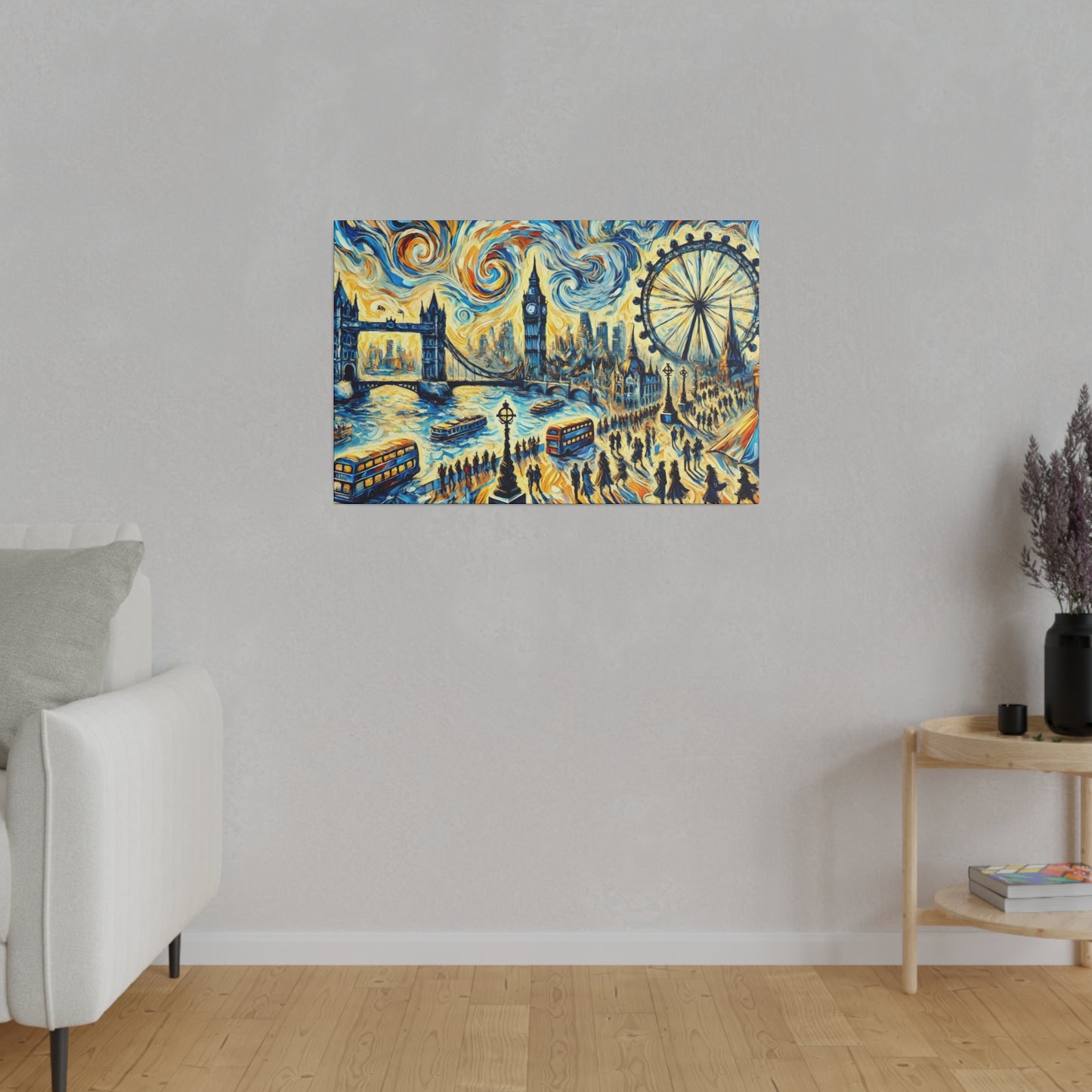 London Dreamscape - Abstract Cityscape Canvas Art in Van Gogh Style
