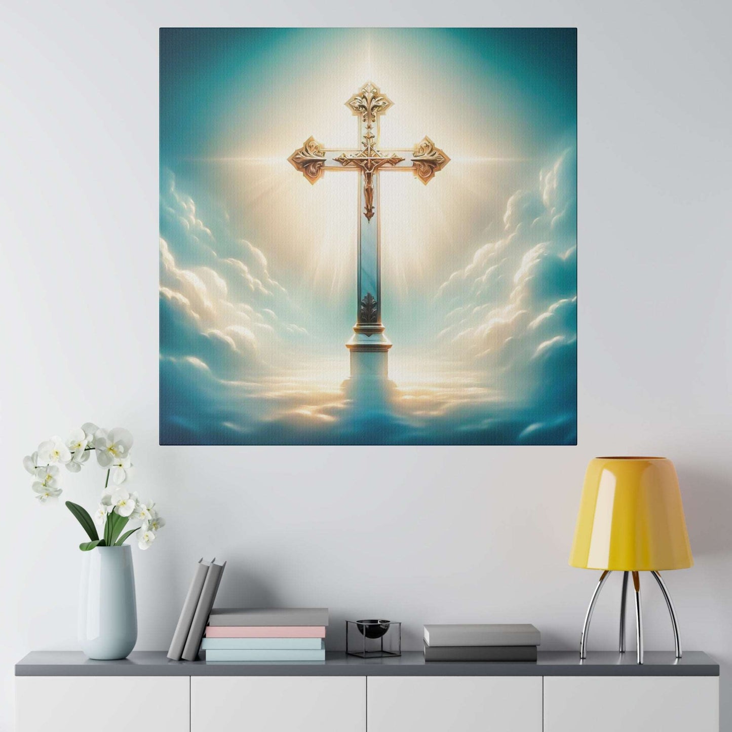 Divine Light: Heavenly Cross Canvas Art