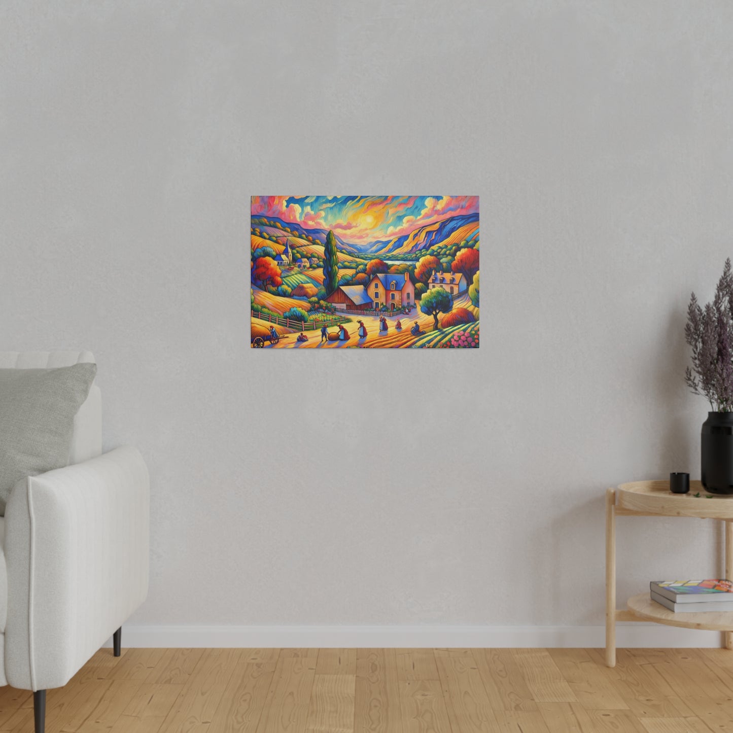 Serene French Countryside: Canvas Print in the Style of Paul Gauguin