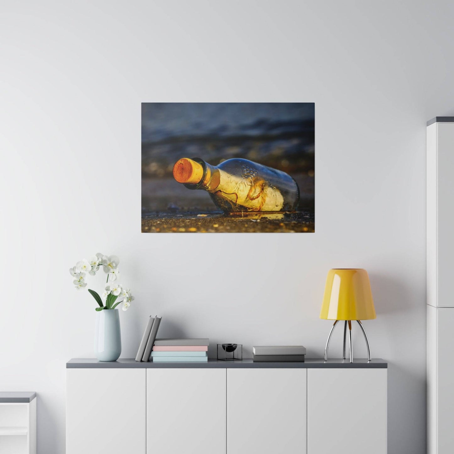 a picture of a bottle on a wall