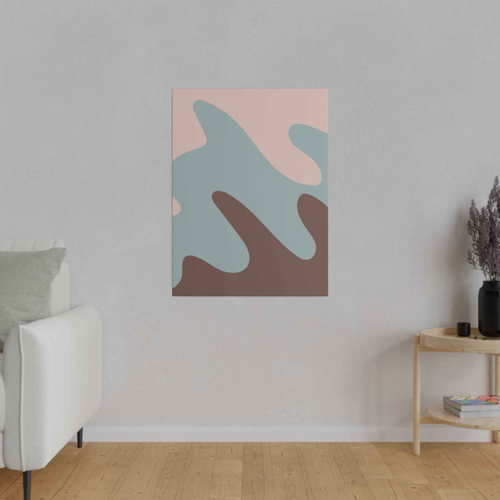 Abstract home decor canvas with a blend of soft pastel colors and contemporary shapes.