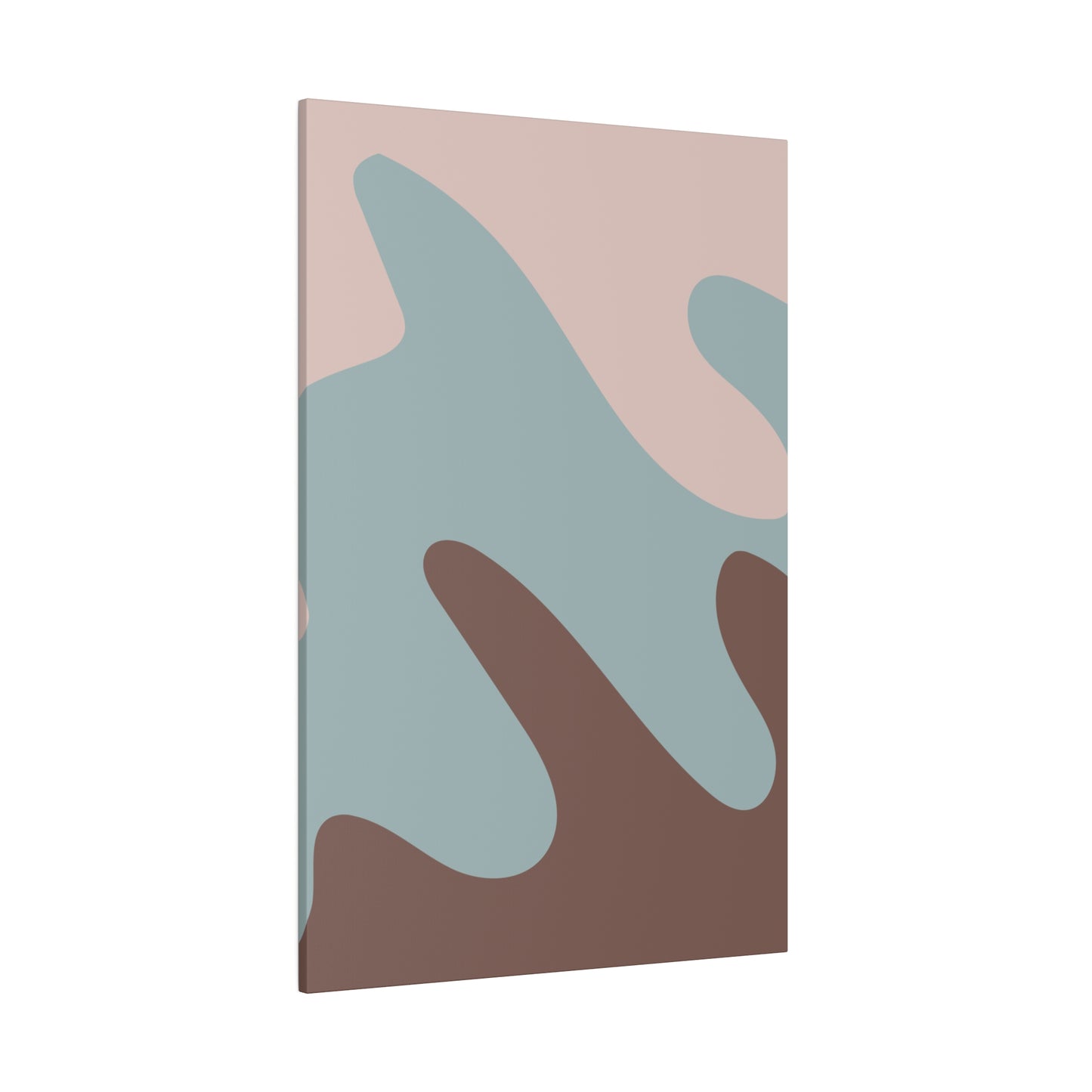 Abstract wall art print showcasing a combination of flowing shapes and muted pastel shades.