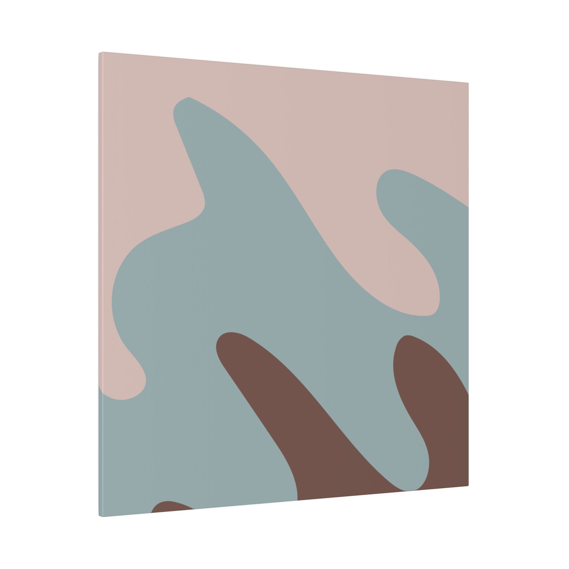 Abstract wall art with muted pastel colors featuring organic shapes.