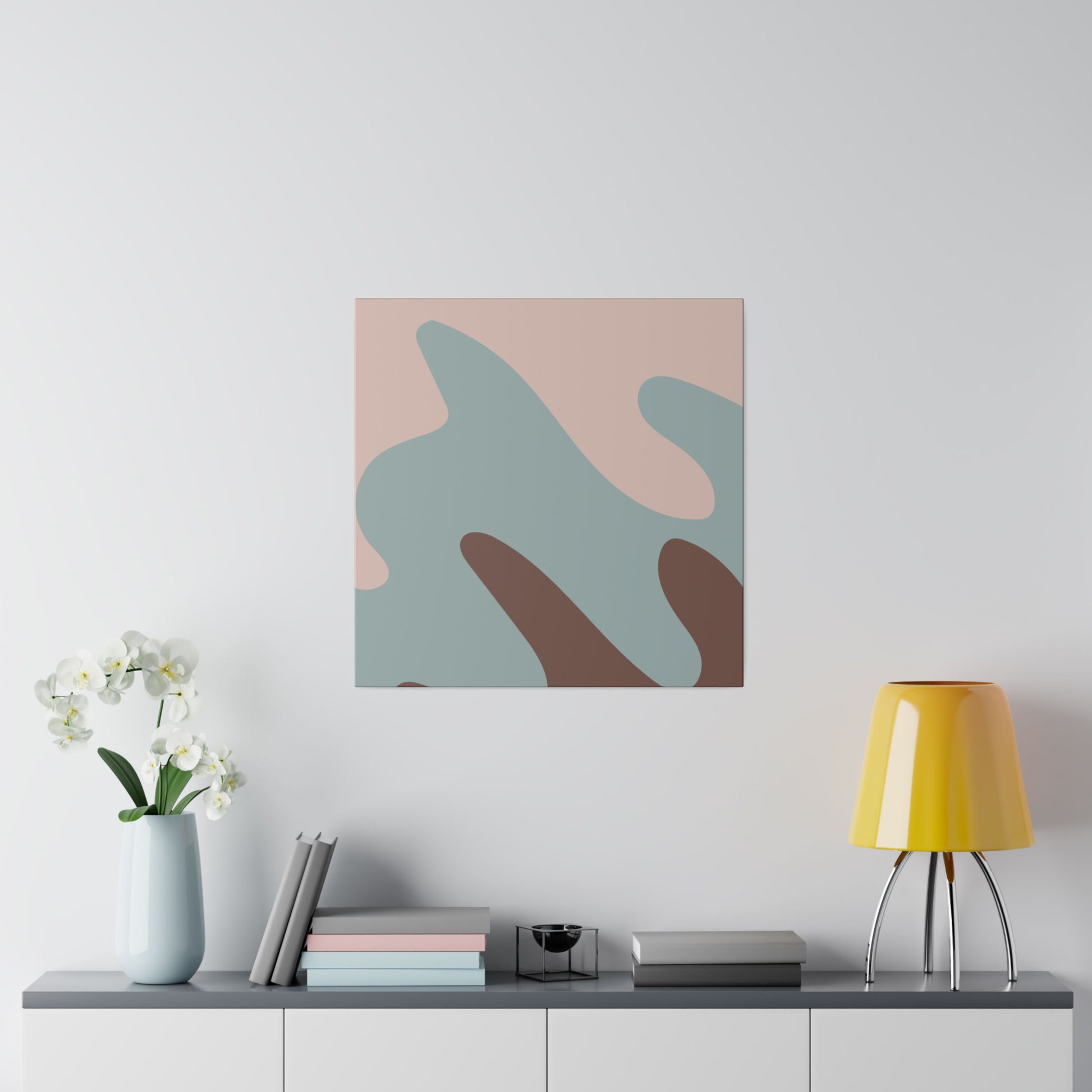 Colorful abstract art piece with a mix of muted tones and organic patterns.