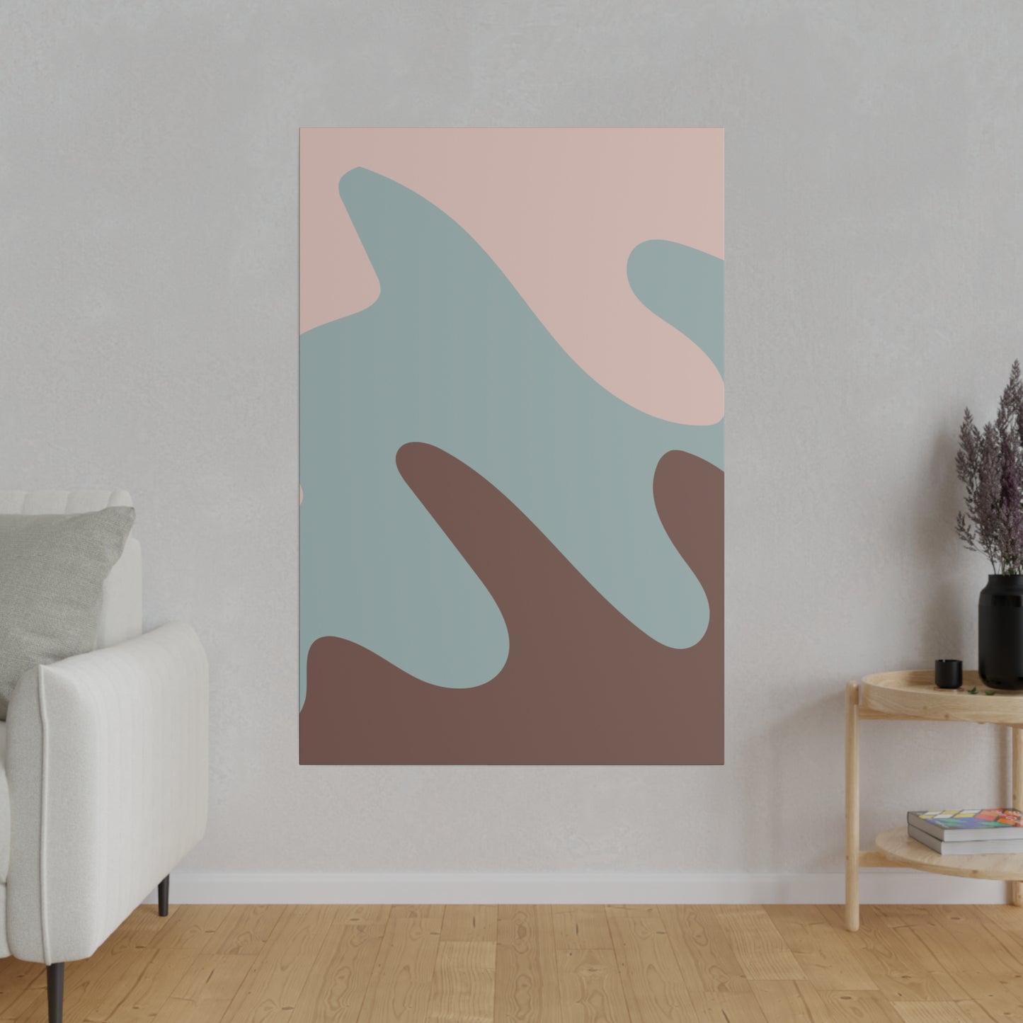 Minimalist abstract art piece with an elegant mix of pastel shades and organic patterns.