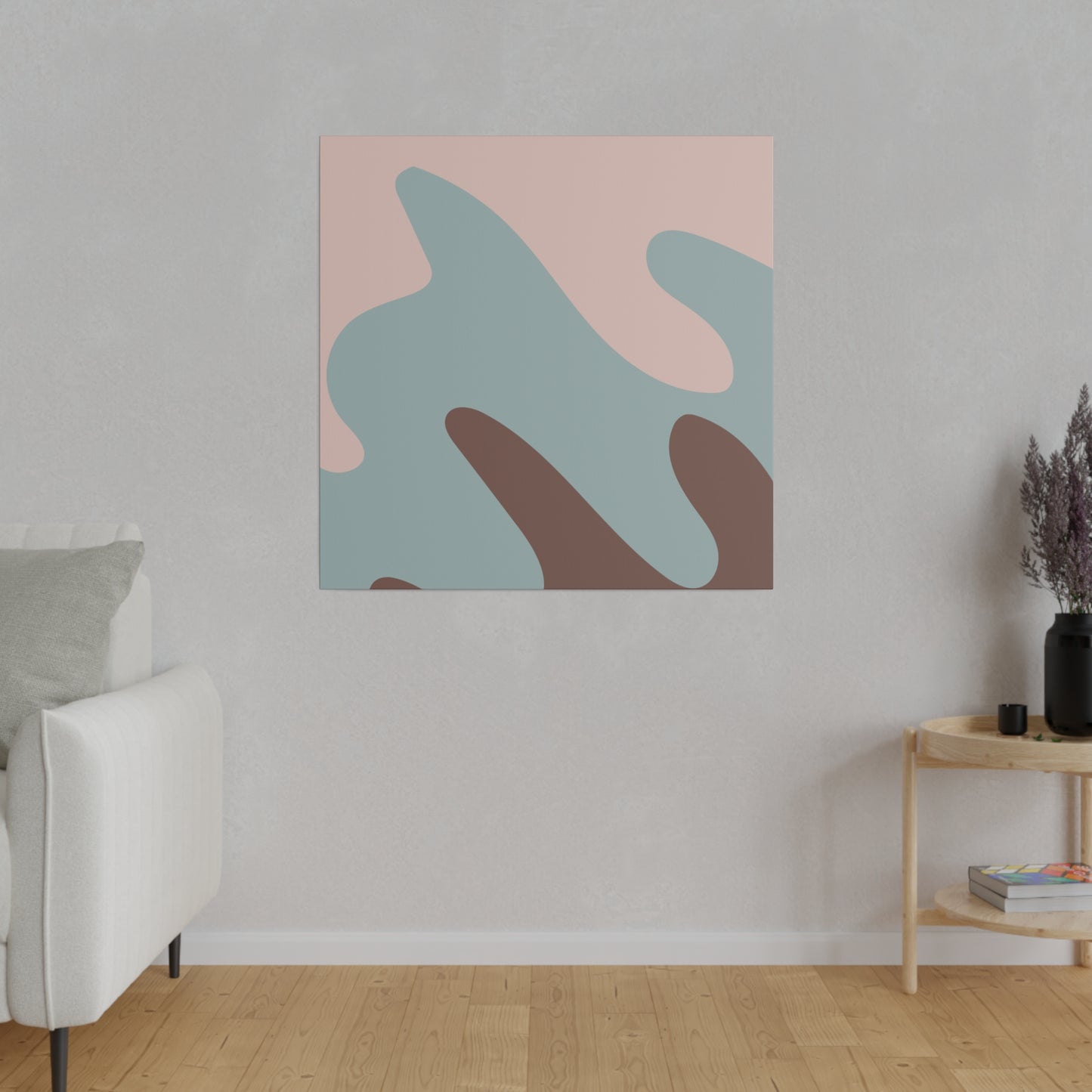 Pastel-colored wall art with an abstract design in muted shades.