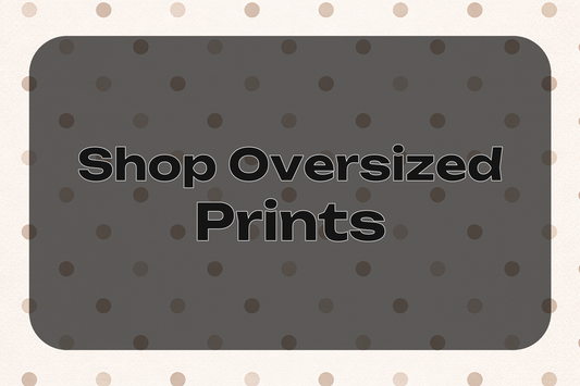 modern dot grid pattern presenting Shop Oversized Prints with soft beige palette and balanced geometric rhythm