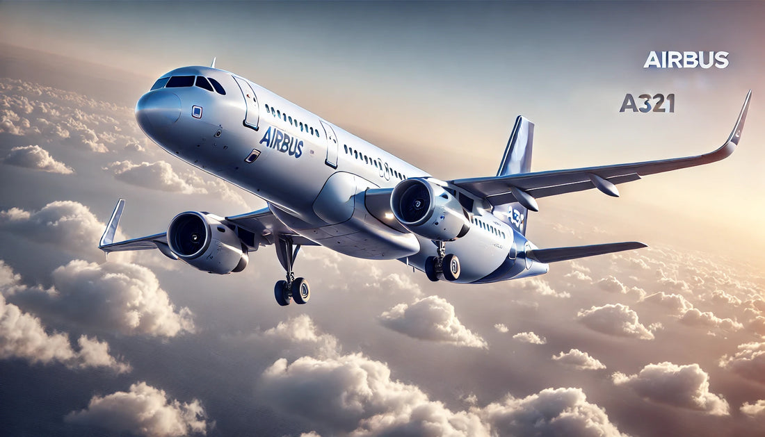 An Airbus A321 in flight, showcasing its sleek design and efficiency as a narrow-body airliner. The aircraft is known for its reliability, passenger comfort, and operational versatility.