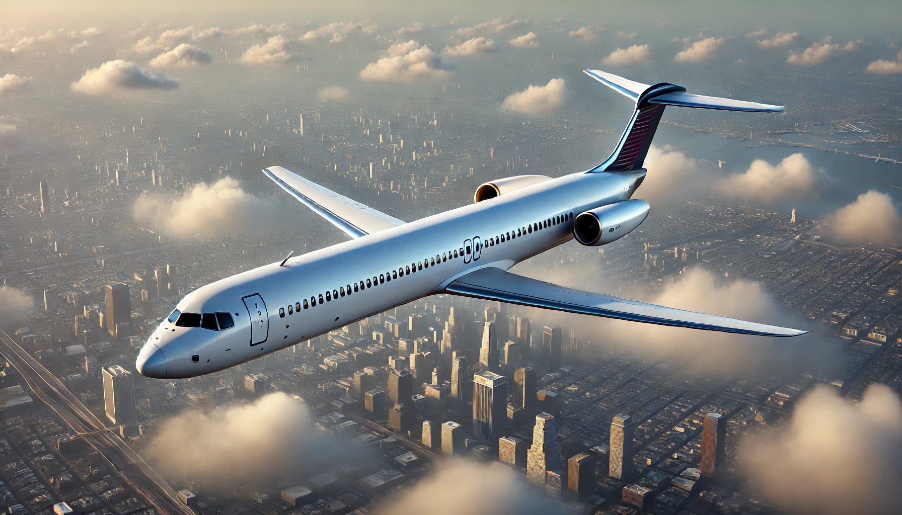 A McDonnell Douglas MD-80 in flight, showcasing its sleek design and efficiency as a narrow-body airliner. The aircraft is known for its reliability, passenger comfort, and operational versatility.